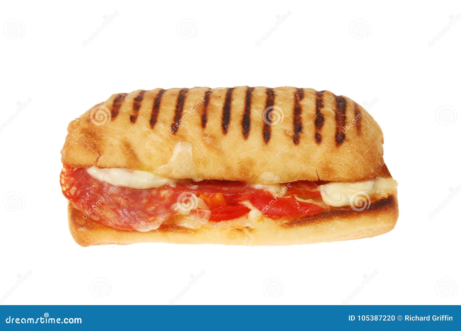 Pepperoni panini isolated stock photo. Image of savory 105387220
