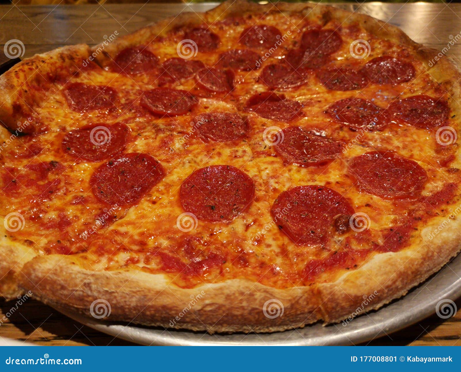 Pepperoni Pizza Cooked Crispy and Beautiful Stock Image Image of