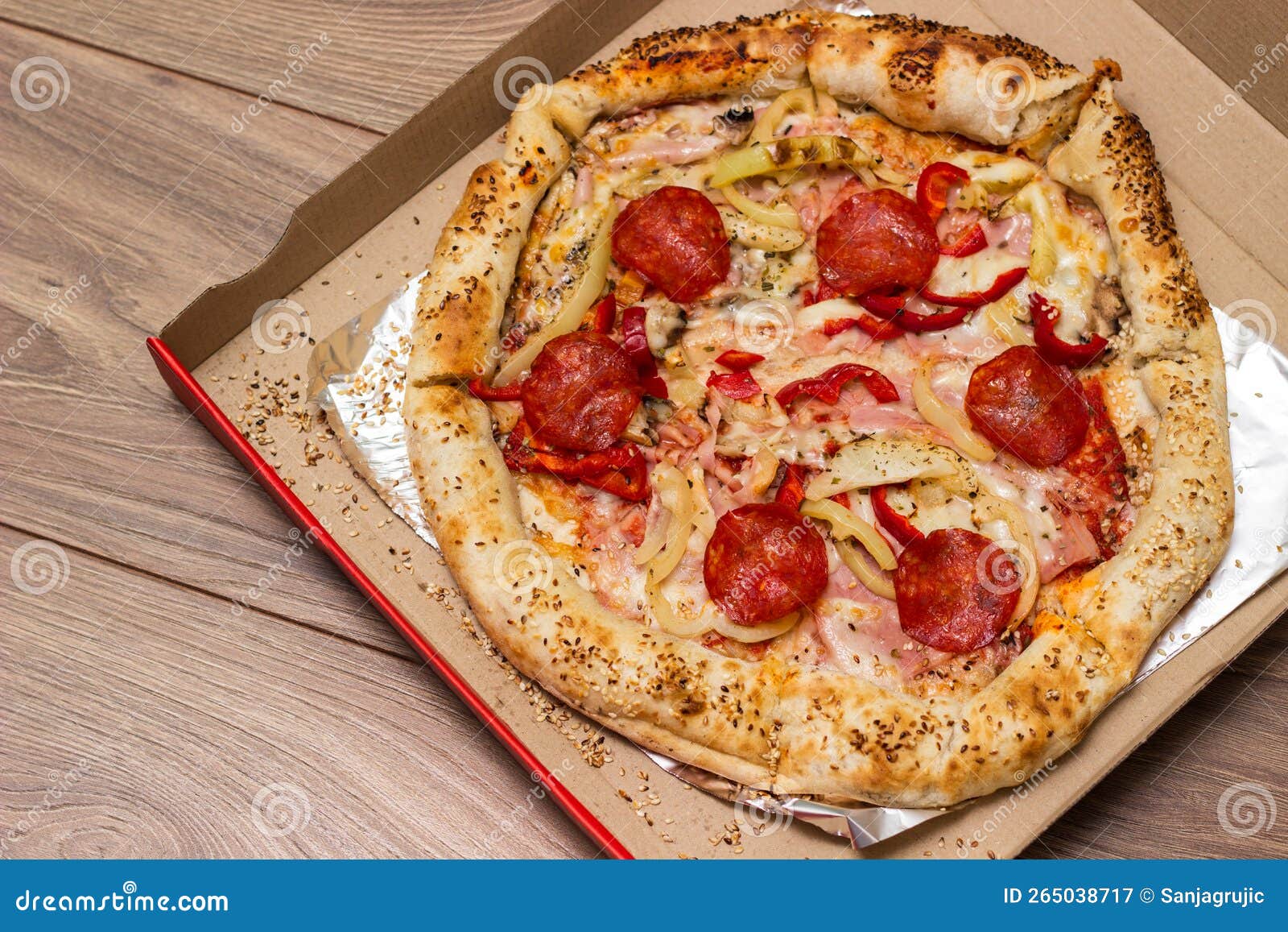 Pepperoni Pizza in the Delivery Box Stock Image Image of honey