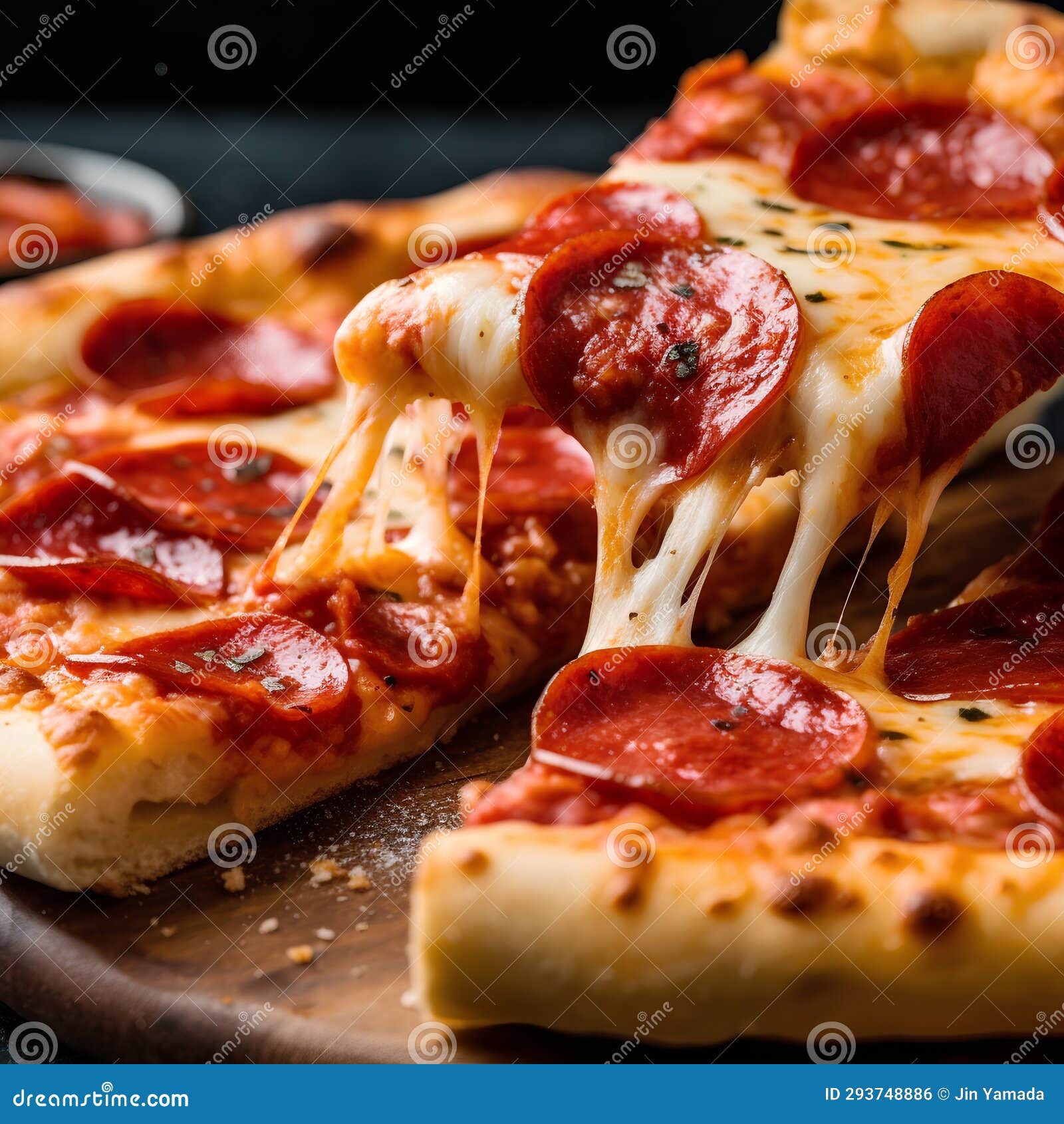 Pepperoni Pizza with Mozzarella Cheese and Salami. Stock Illustration