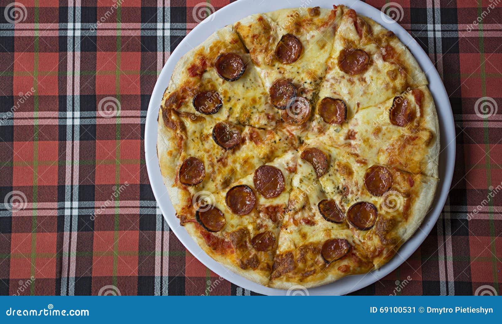 Pepperoni Pizza on the Table with a Cheese Stock Image Image of dinner, fattening 69100531