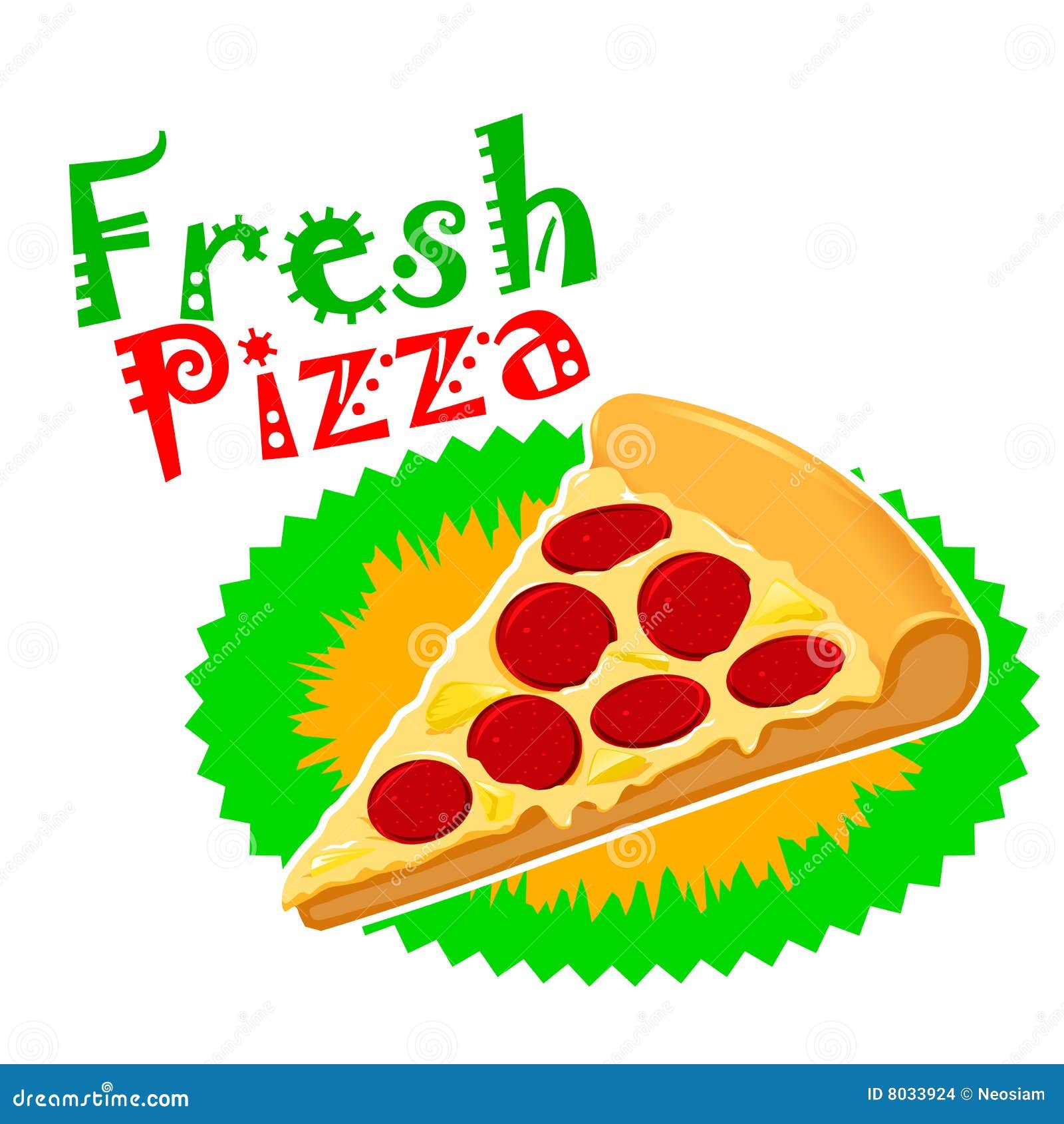 Pepperoni Pizza Vector Art stock vector. Illustration of artwork 8033924