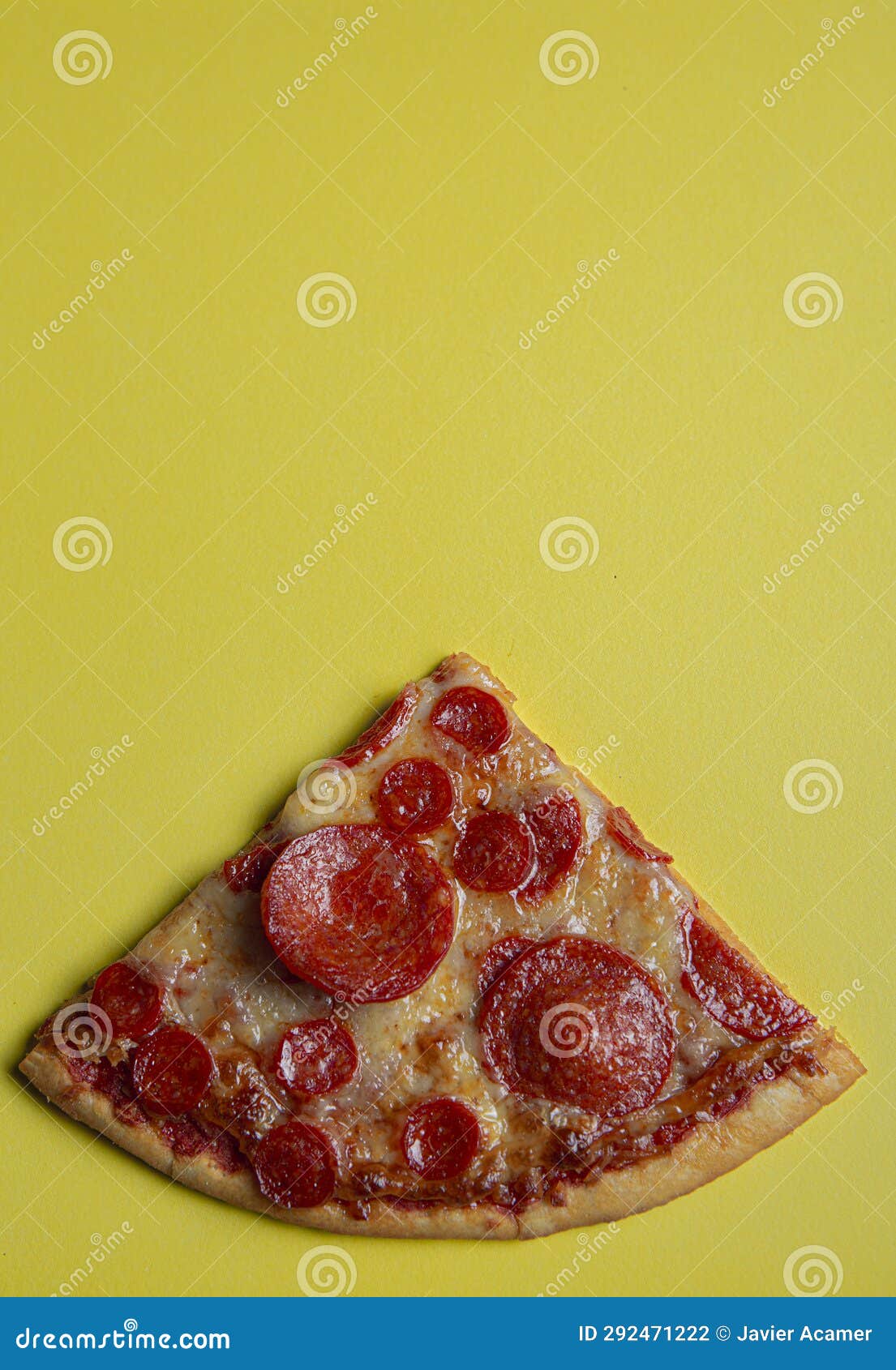 Pepperoni Pizza on Yellow Background Stock Photo Image of mozzarella