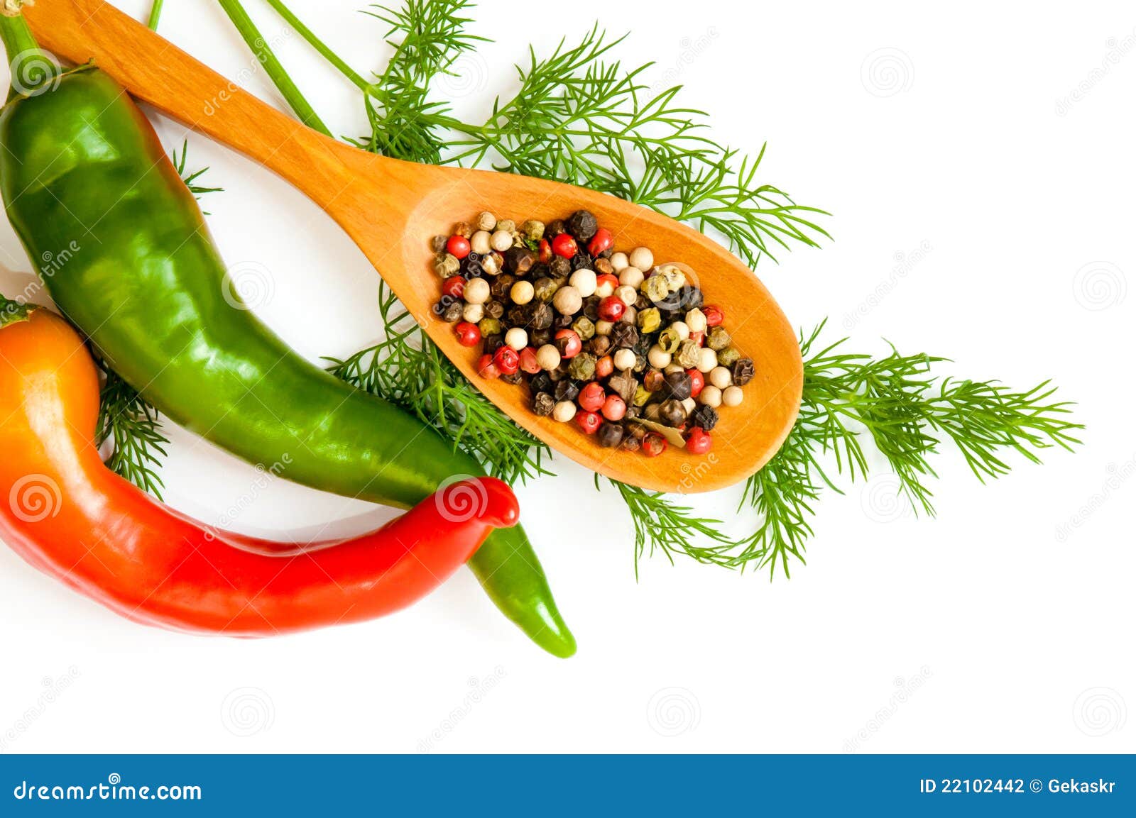 Peppers and dill stock photo. Image of culinary, condiment 22102442