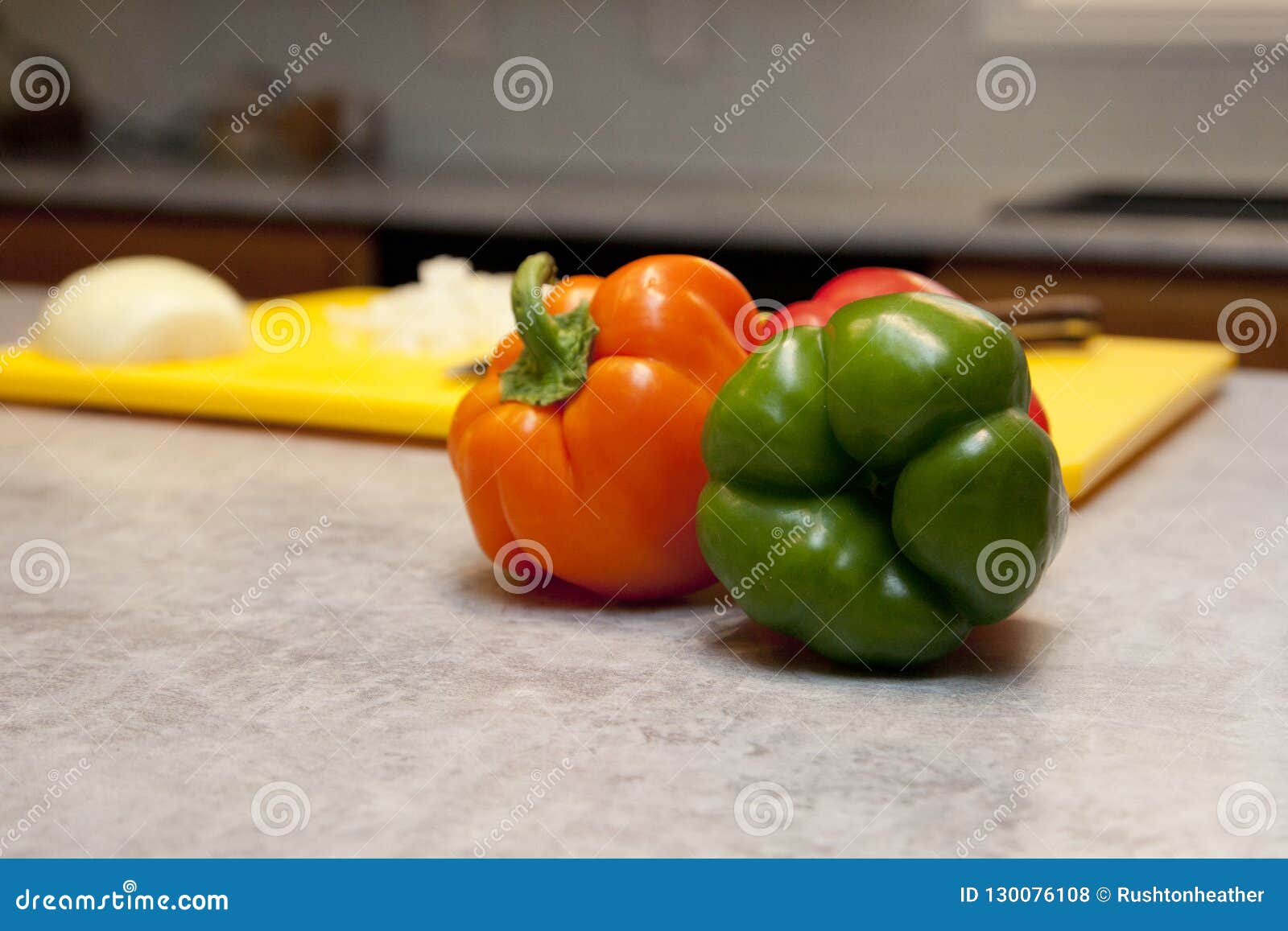 Peppers on the Kitchen Counter Stock Photo Image of ingredient