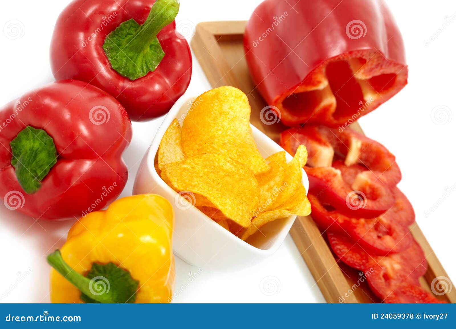 Peppers with Paprika Chips stock photo. Image of paprika 24059378