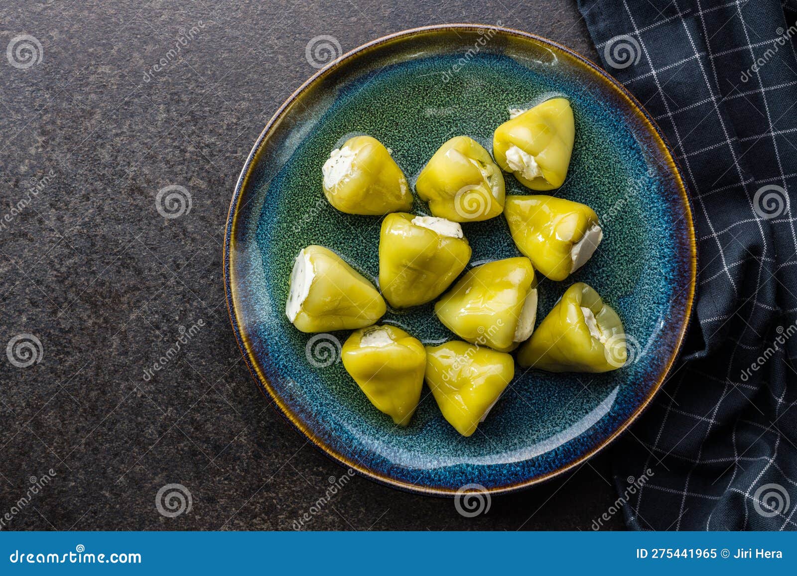 Peppers Stuffed with Cream Cheese on Plate Stock Image - Image of diet ...