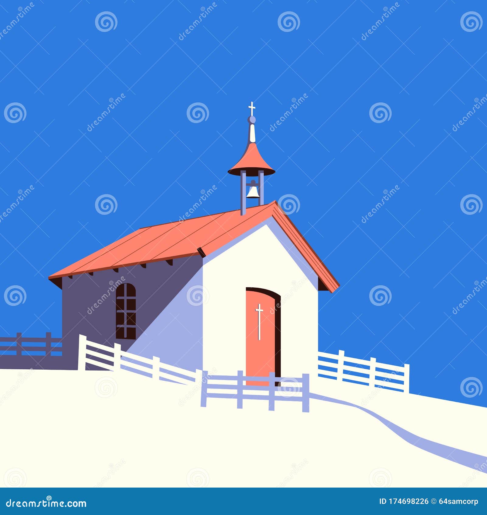 Pequeña Iglesia Católica Rural Vector De Color Plano Ilustración del Vector  - Ilustración de viejo, santo: 174698226