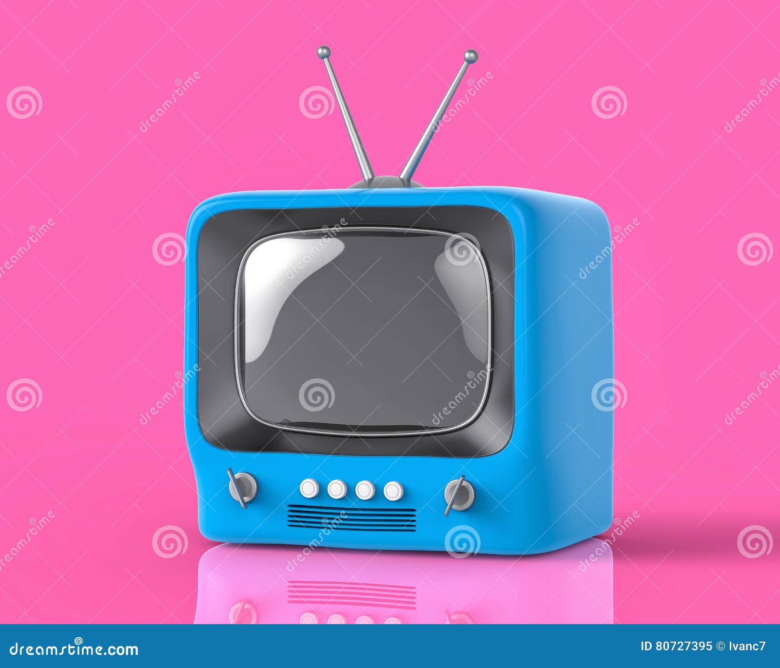 Pequeña Televisión Azul Aislada 3d De La TV Stock de ilustración