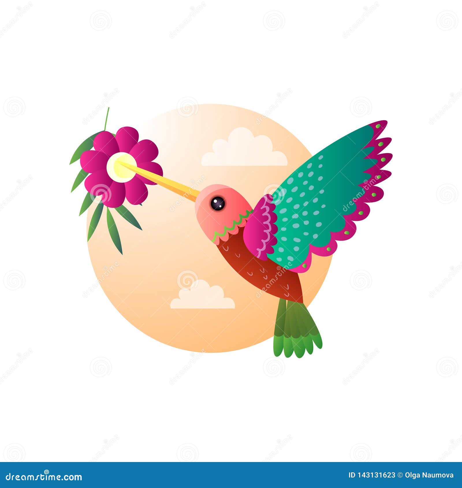 Pequeño Colibrí Rojo Verde Del Pájaro Con El Plumaje Brillante Que Vuela  Para Picar La Flor Ilustración del Vector - Ilustración de pico, verde:  143131623