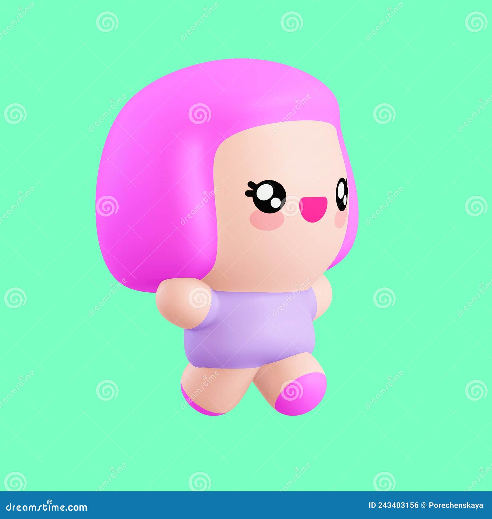 Pequena Personagem Kawaii Engraçada. Ilustração De Desenho 3d De Uma Garota  Bonita De Desenho Em Um Pano De Fundo Azul Ilustração Stock - Ilustração de  azul, jogo: 243403156