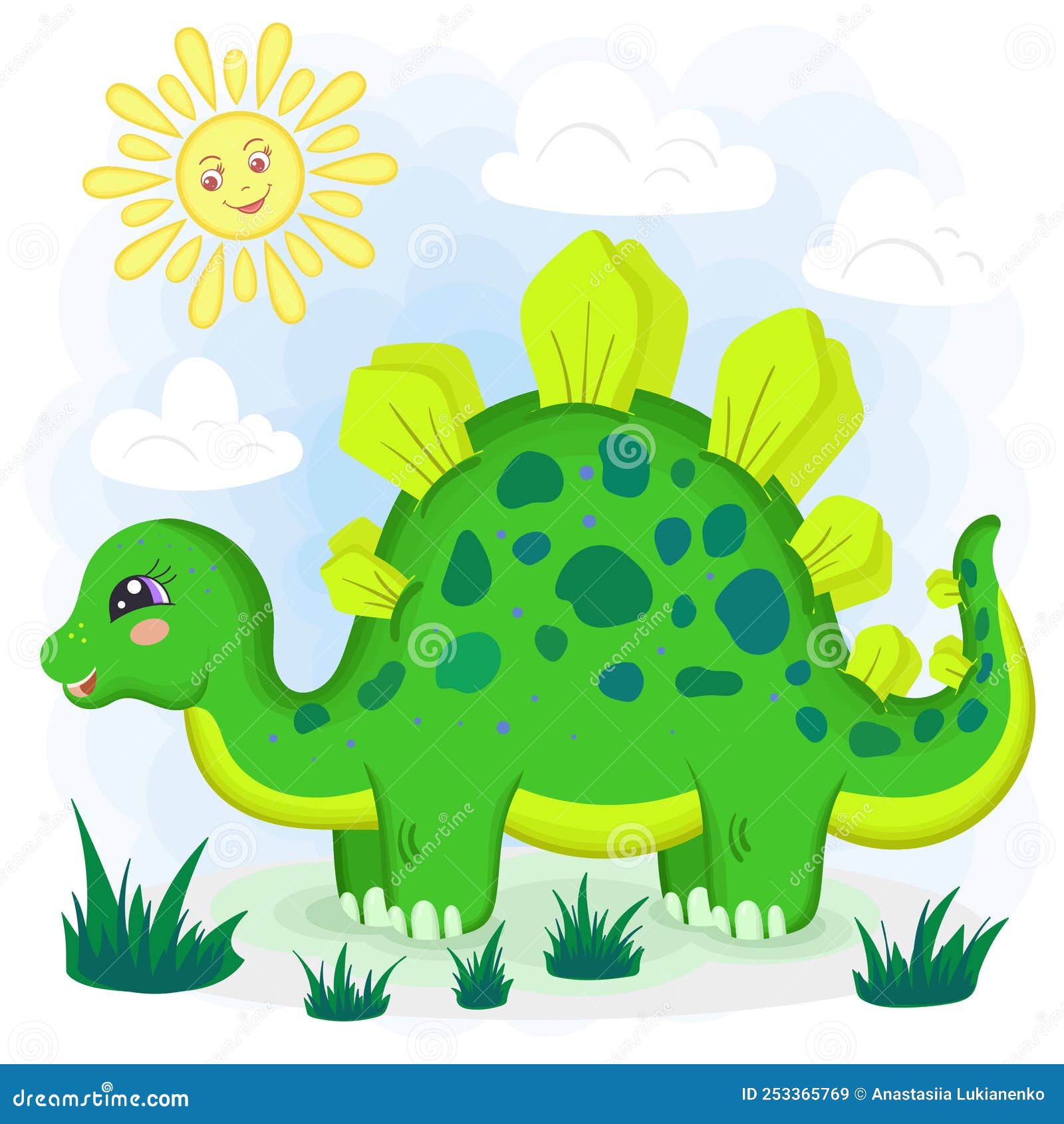 Pequeno Estegossauro De Dinossauro. Ilustração Infantil. Vetor Ilustração  do Vetor - Ilustração de dinossauro, bebê: 253365769