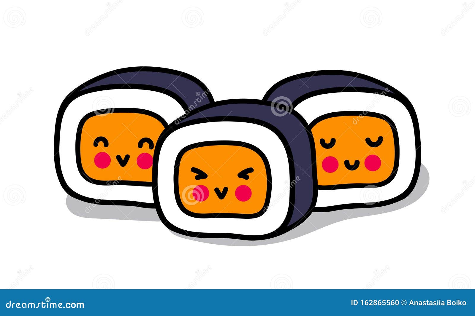 Pequeno Sushi Kawaii Com Rostos Bonitos Caracteres De Desenho Animado  Bonitos Para Logotipo, Adesivo, Pino, Emblema Ilustração do Vetor -  Ilustração de porcelana, japonês: 162865560