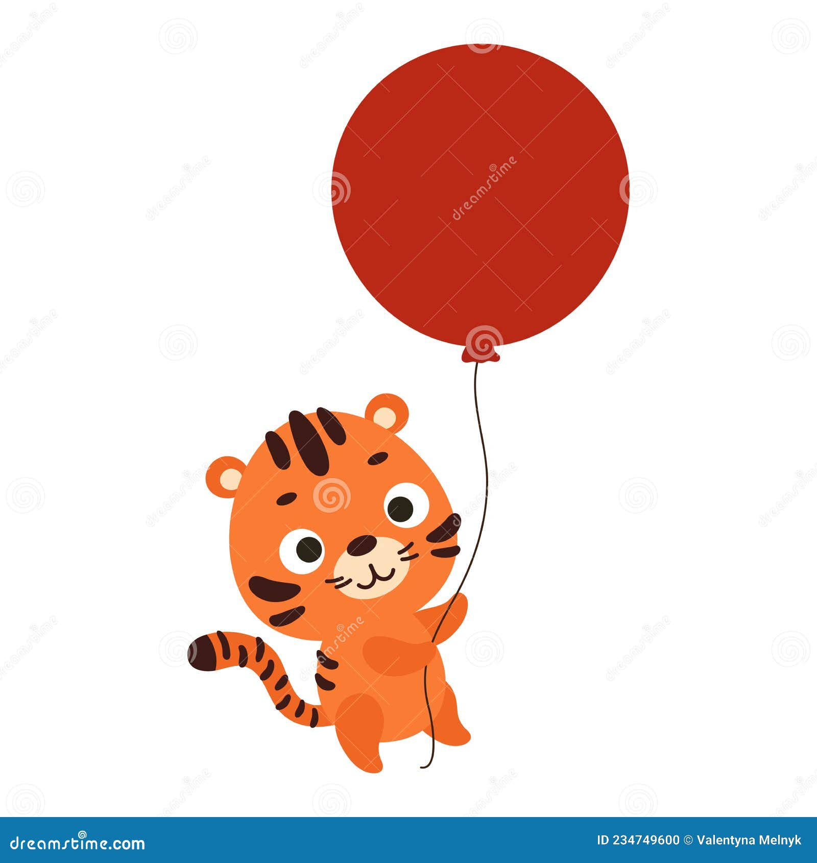 personagem de desenho animado de lobo fofo voar com balão de ar no