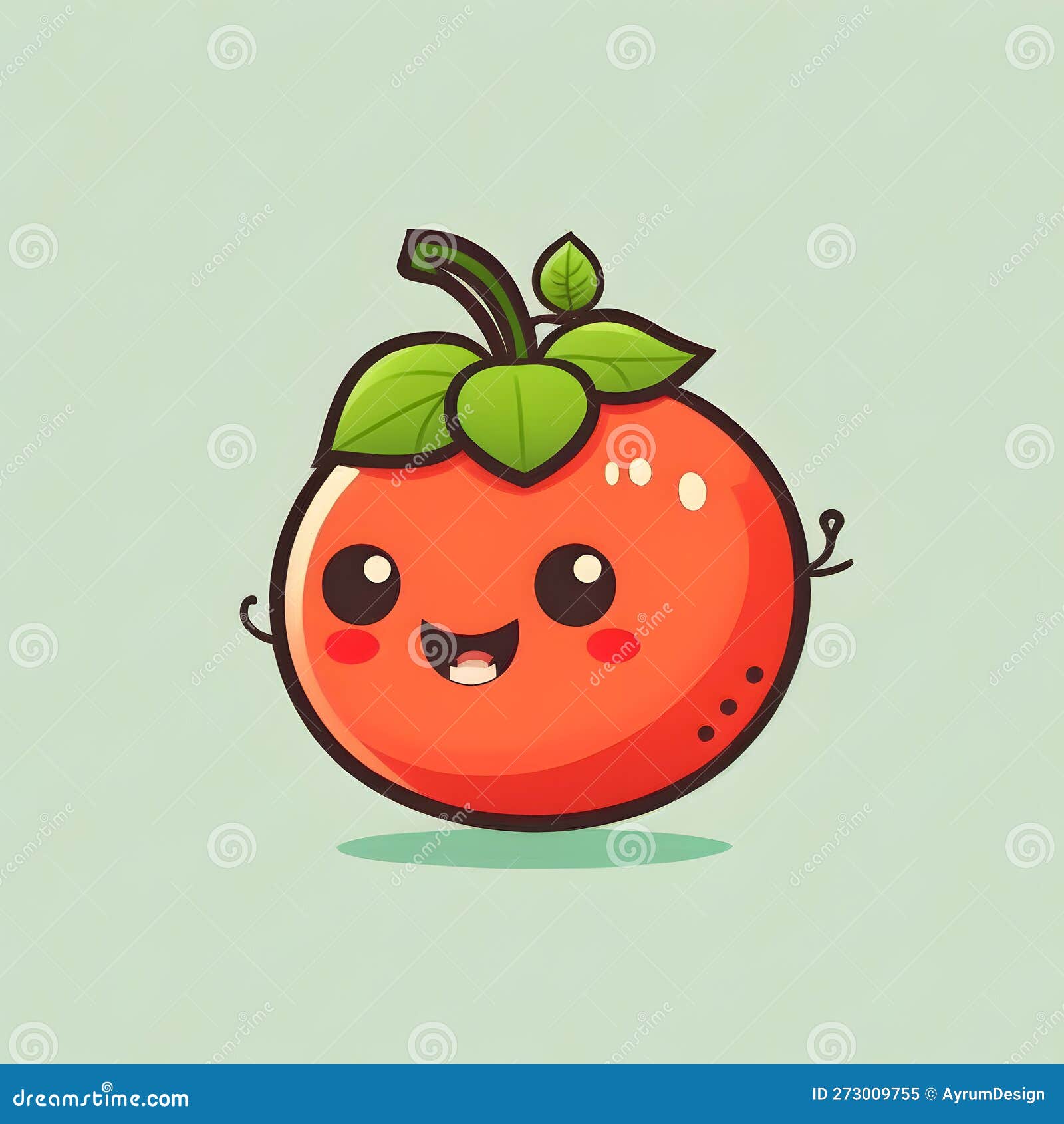 Personagem de desenho animado tomate feliz com rosto e olhos