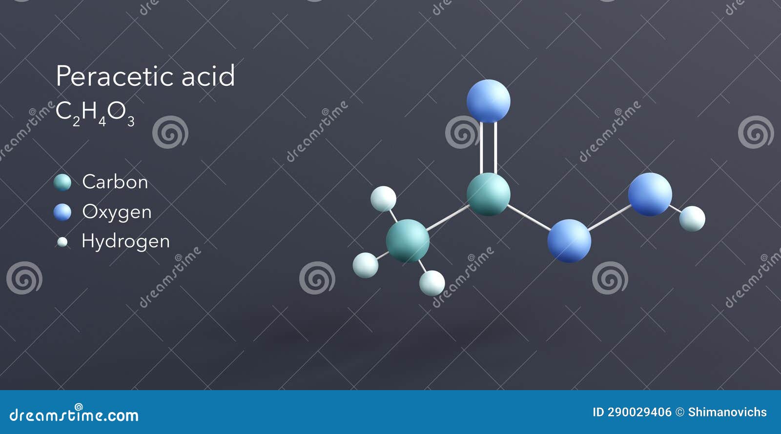 Peracetic Acid Molecule, Molecular Structure, Peroxy Acid, Ball And ...
