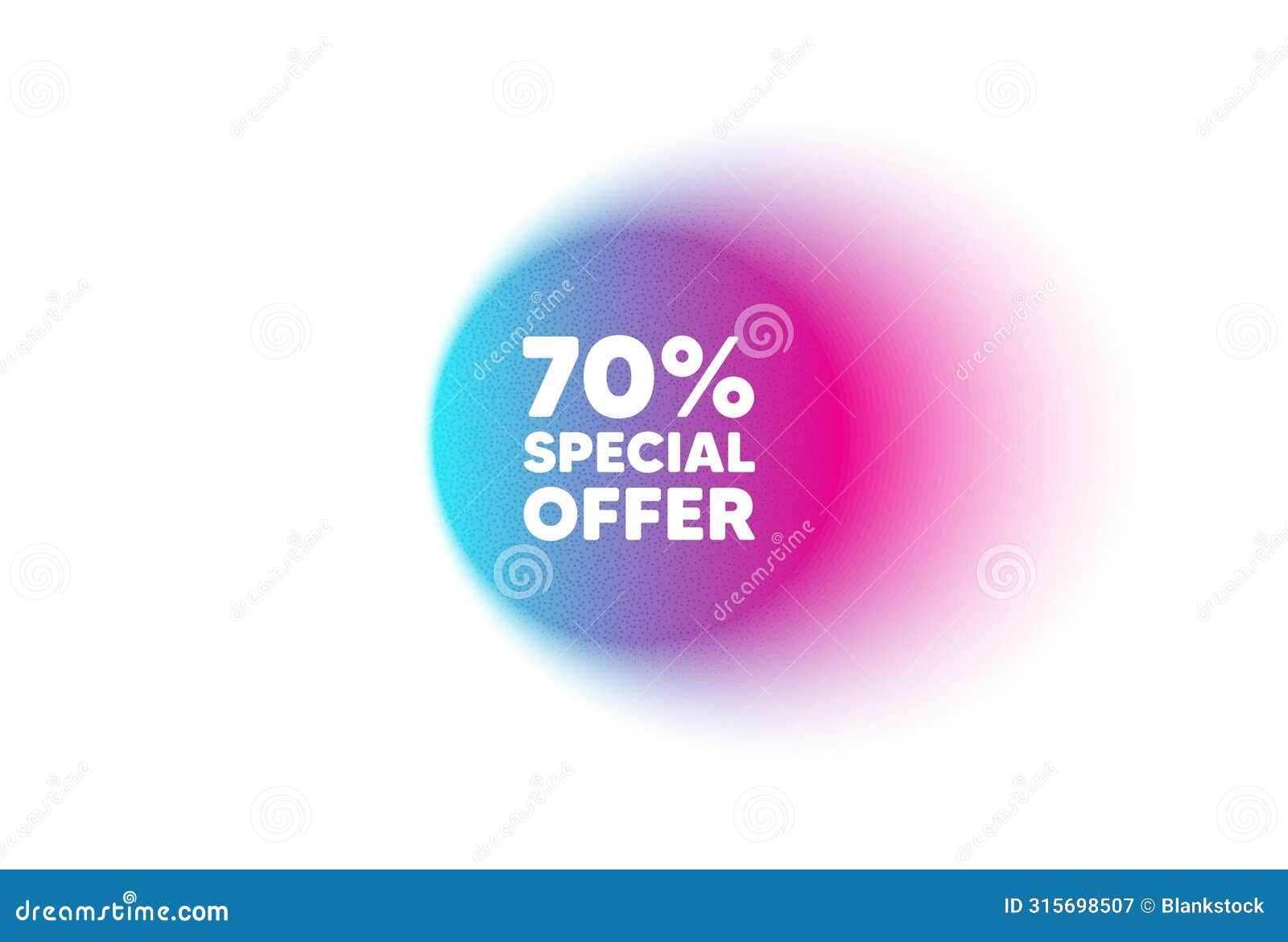 70 percent discount offer. sale price promo sign. color neon gradient circle banner. 