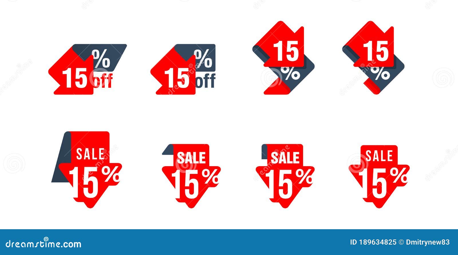 15 Percent Off Sticker In Six Different Variations Stock Vector