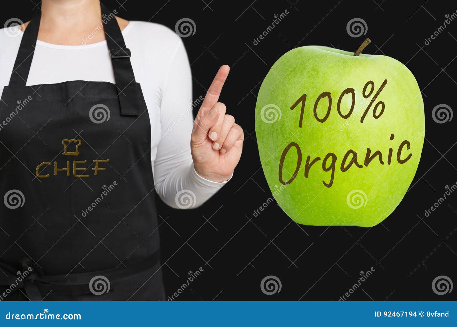 100 Percent Organic Concept is Shown by Chef Stock Photo Image of