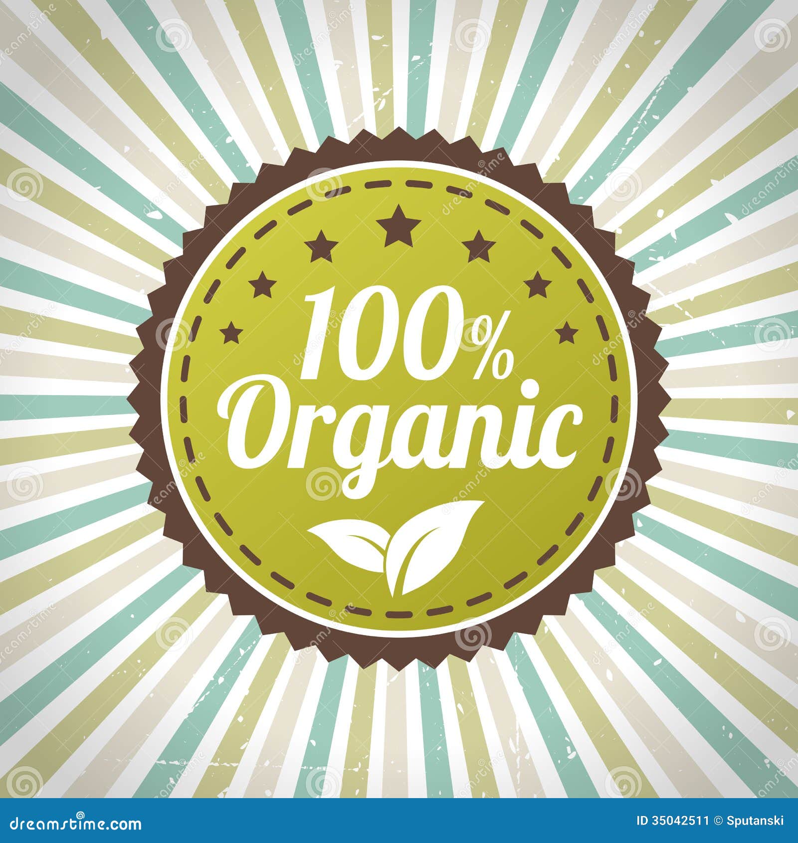 100 Percent Organic Eco Label Stock Vector Illustration of green