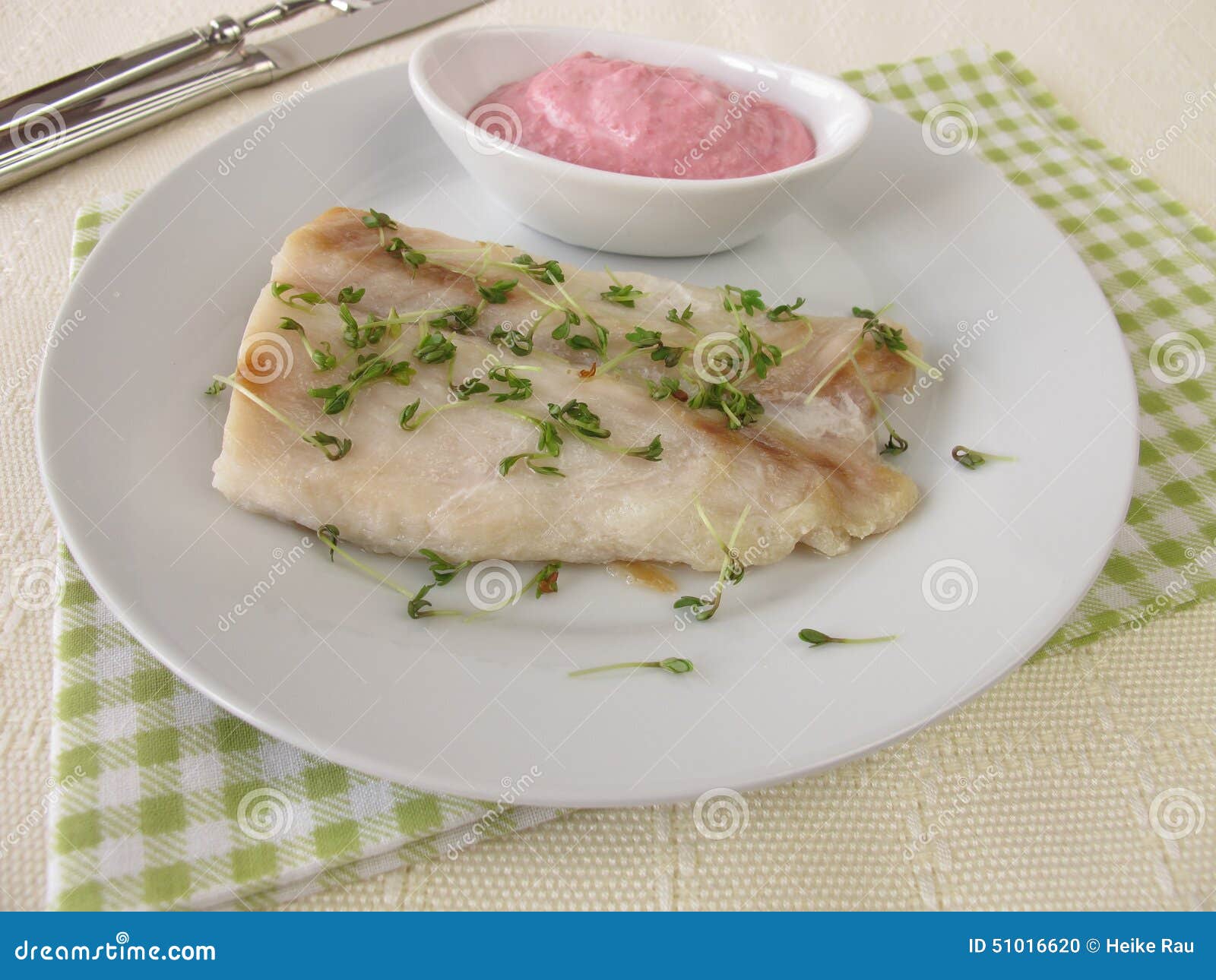 Perch Fillet with Beetroot and Horseradish Sauce Stock Photo Image of