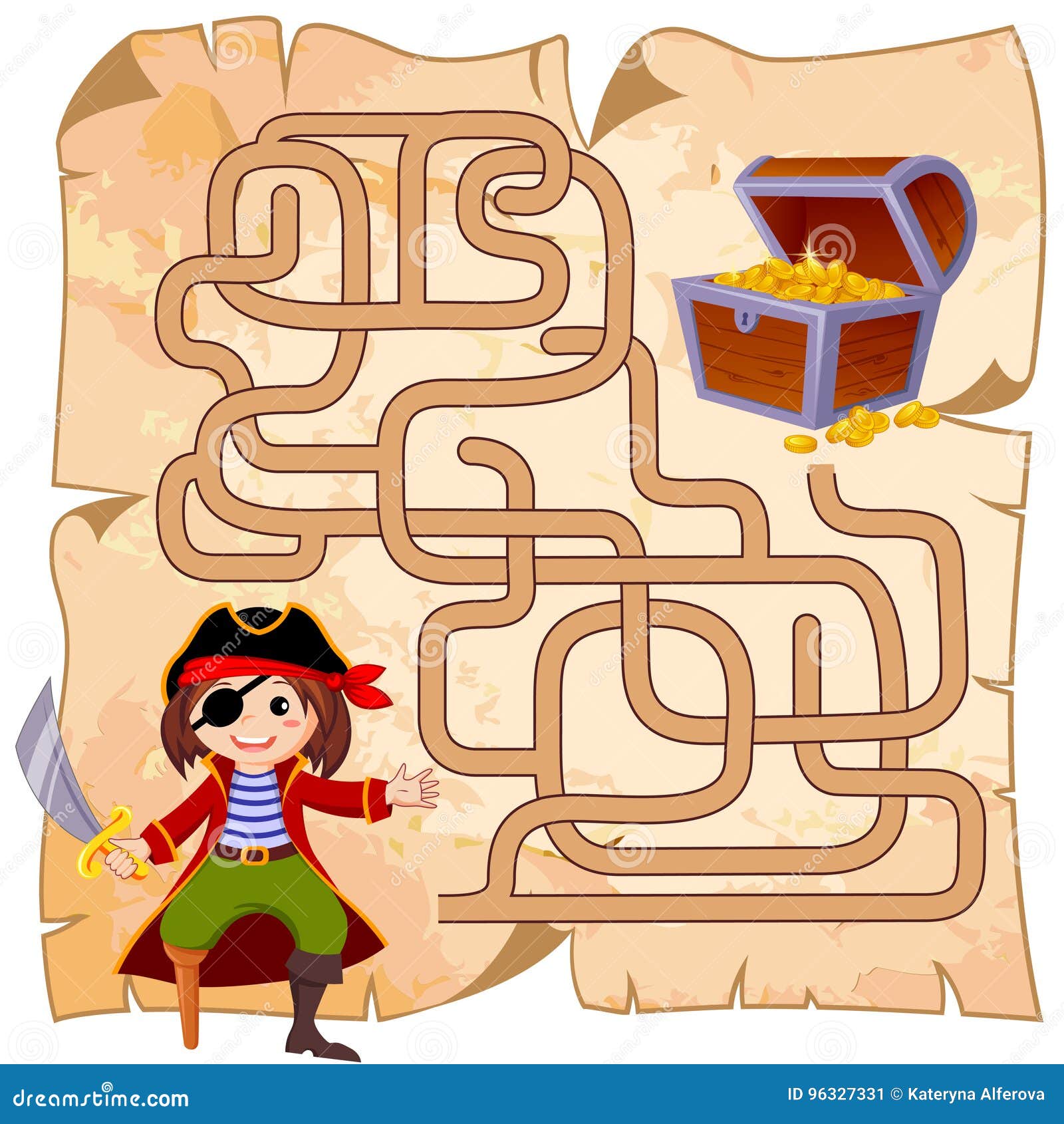 Percorso Del Ritrovamento Del Pirata Di Aiuto Al Forziere Labirinto Gioco  Del Labirinto Per I Bambini Illustrazione Vettoriale - Illustrazione di  illustrazione, percorso: 96327331