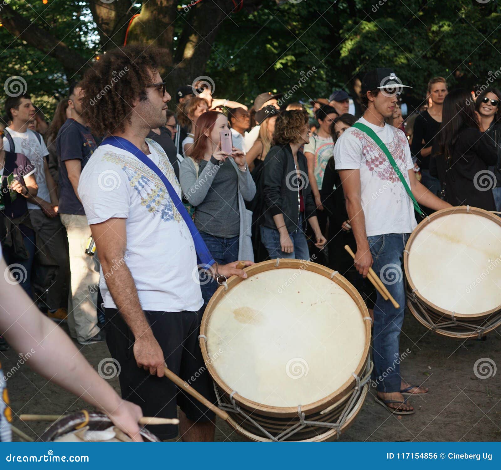Percussionists` Performance, Outdoors Editorial Photo Image of