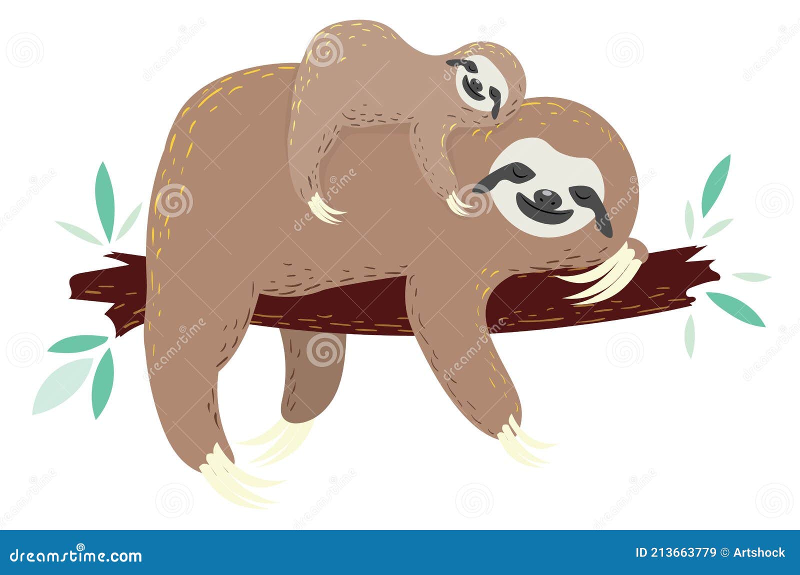Perezoso Con Bebe Ilustracion Del Vector Ilustracion De Pereza Perezoso Con Bebe Ilustracion Del Vector Ilustracion De Pereza