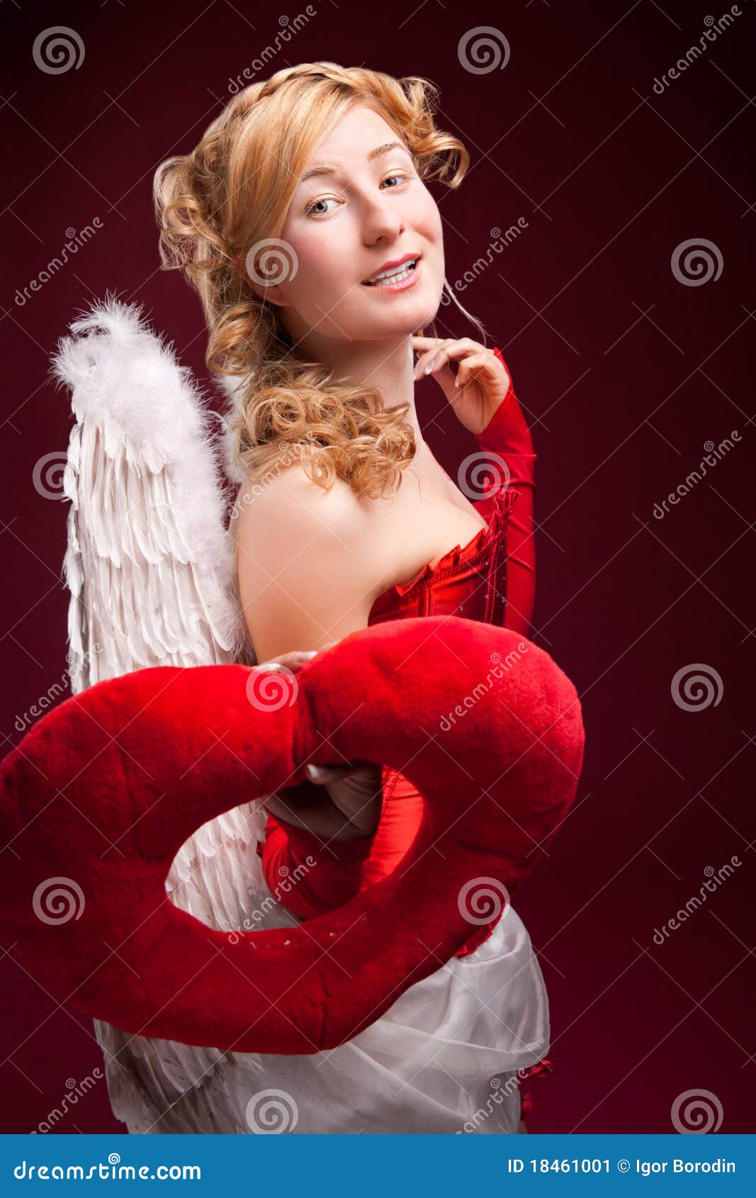 Perfect Blonde Angel With A Red Heart Stock Image Image Of Model Lovely 18461001