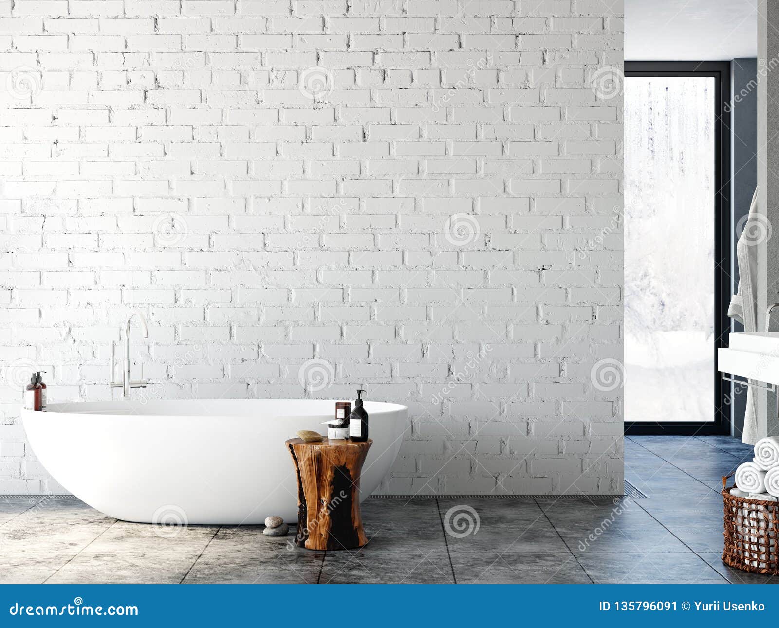 Download Bathroom Interior. Wall Mockup. Wall Art. 3d Rendering, 3d ...