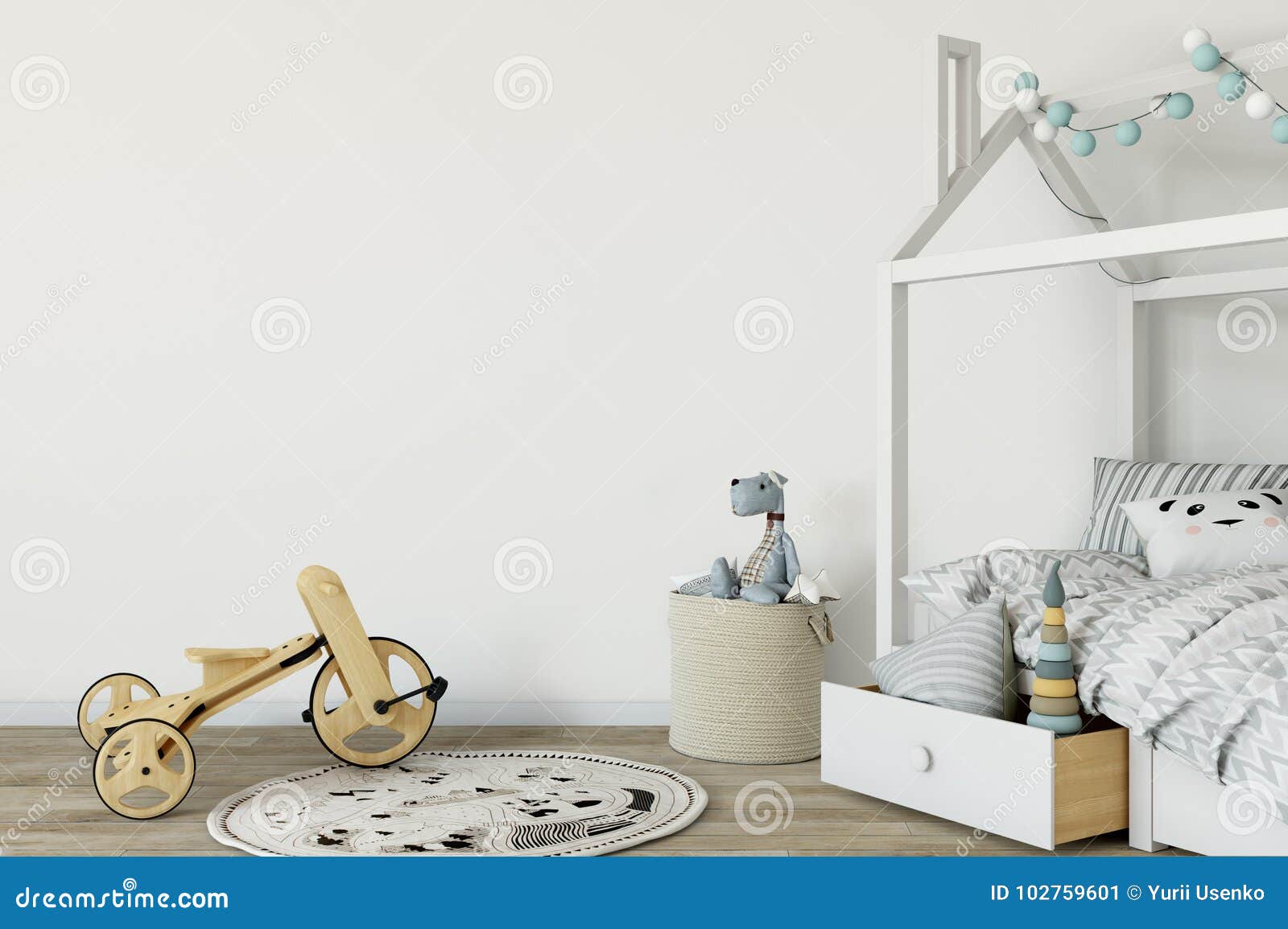 Download Mock Up Wall In Child Room Interior. Interior Scandinavian ...