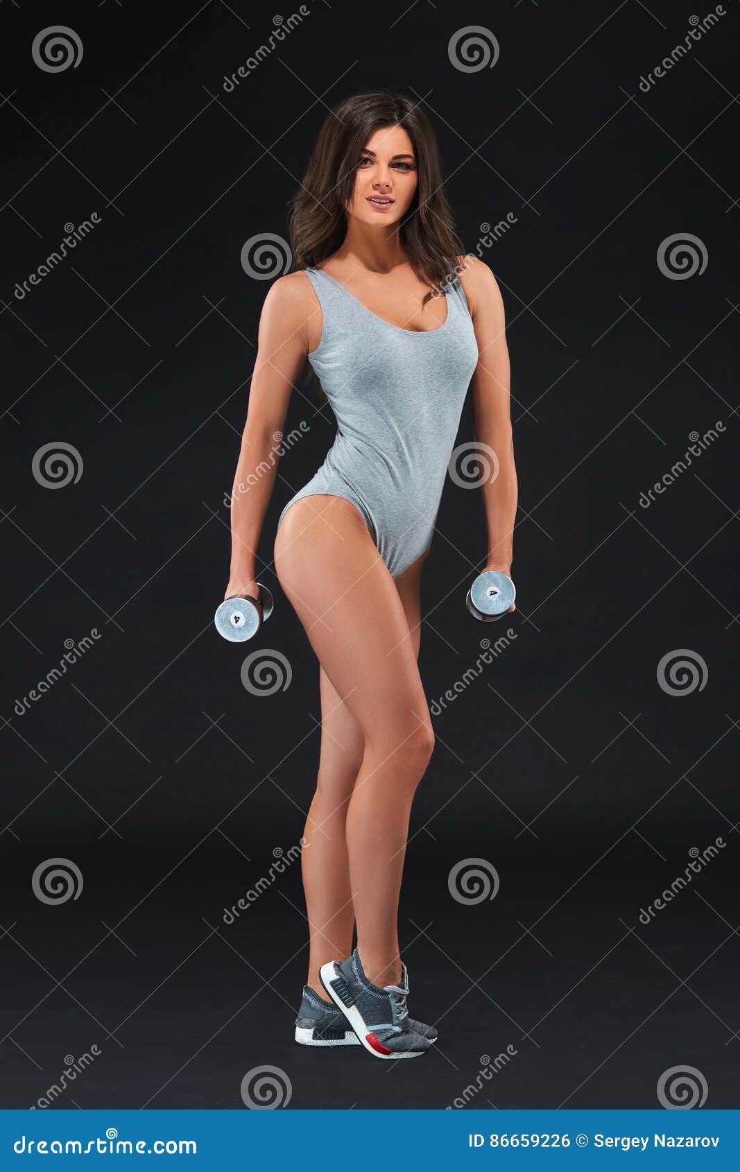 Perfect Fitness Body of Beautiful Woman. -instructor in Sports Clothing on  Black Background. Stock Photo - Image of muscle, fitness: 86659226