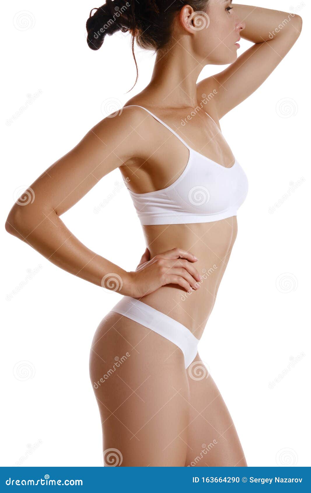 Perfect, Slim, Toned, Young Body of a Girl in White Underwear Posing  Isolated on White. Plastic Surgery and Aesthetic Stock Photo - Image of  lifestyle, female: 163664290