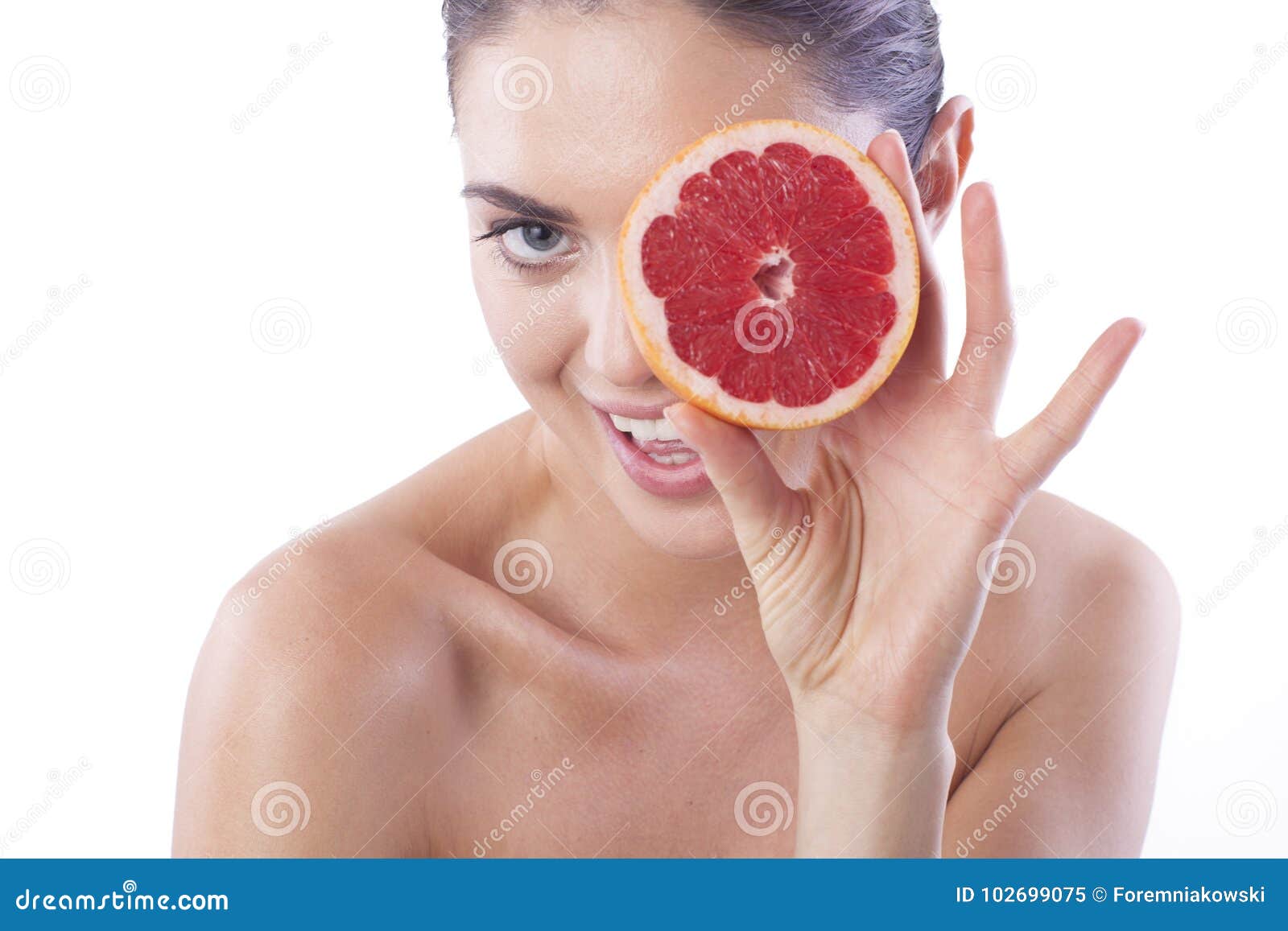 Beautiful Fresh Woman With Grapefruit Stock Image Image Of Detox Diet
