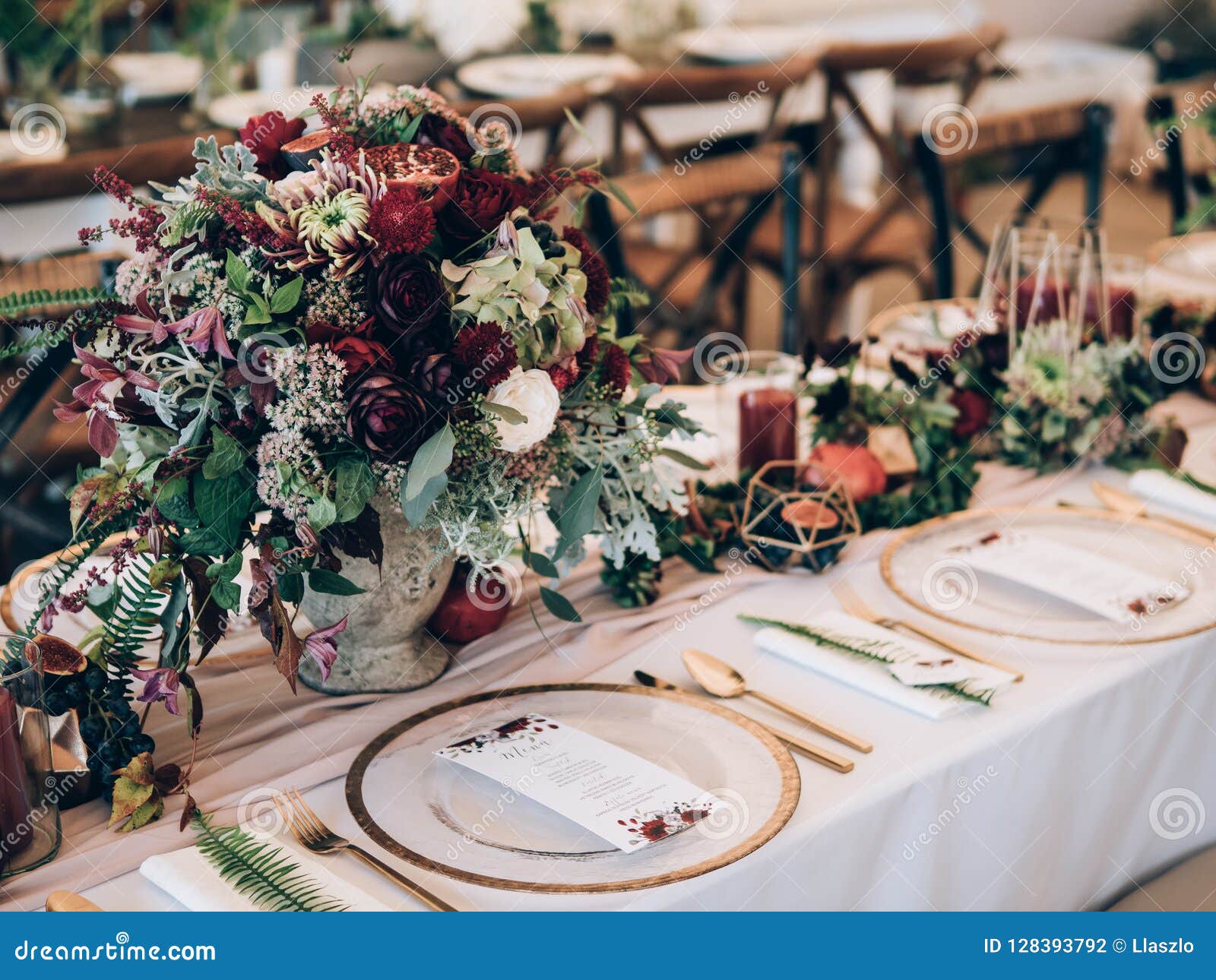 Perfect Wedding Decoration. Flower Table Decorations for Wedding Stock