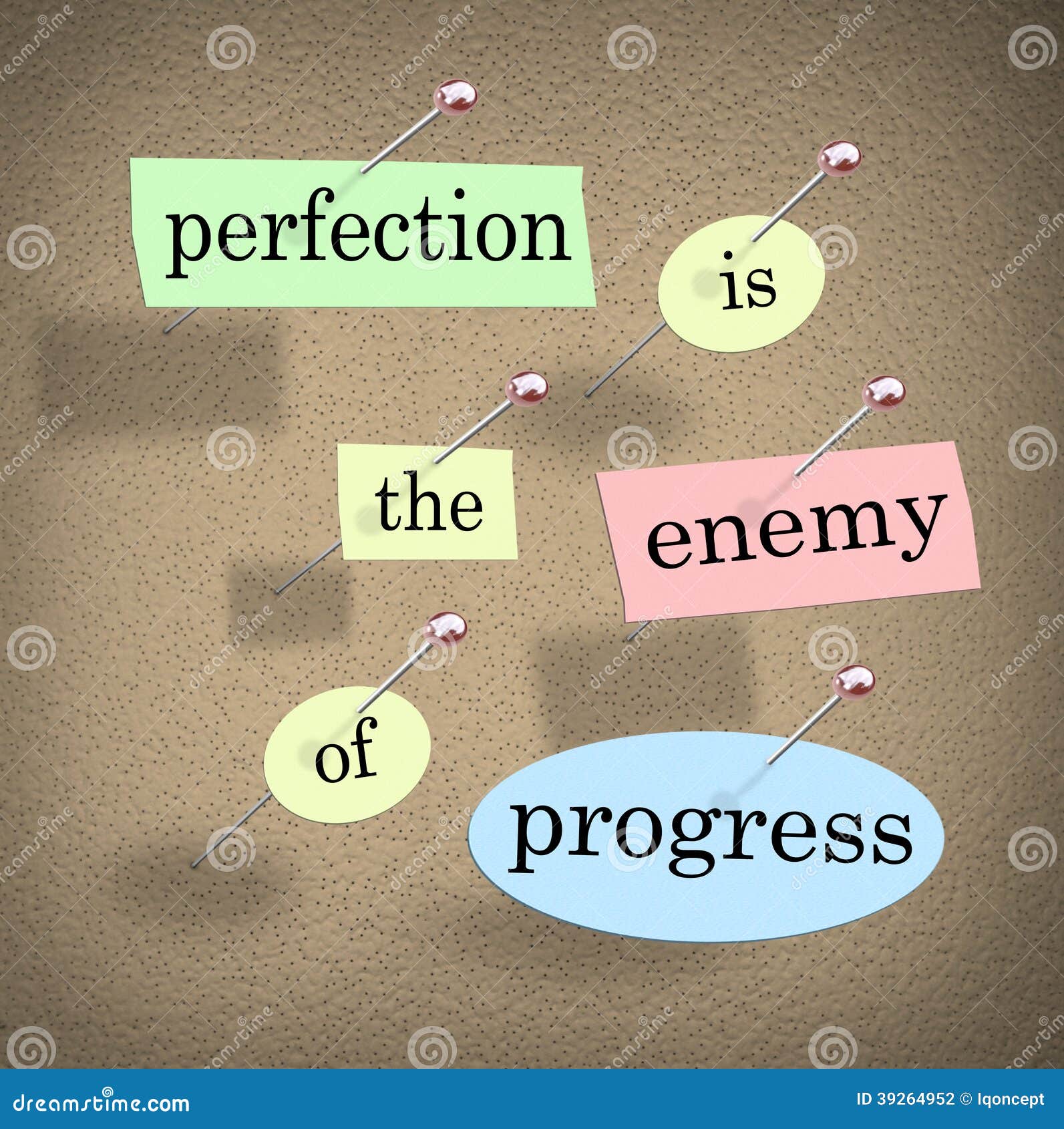 perfection is the enemy of progress saying quote bulletin board
