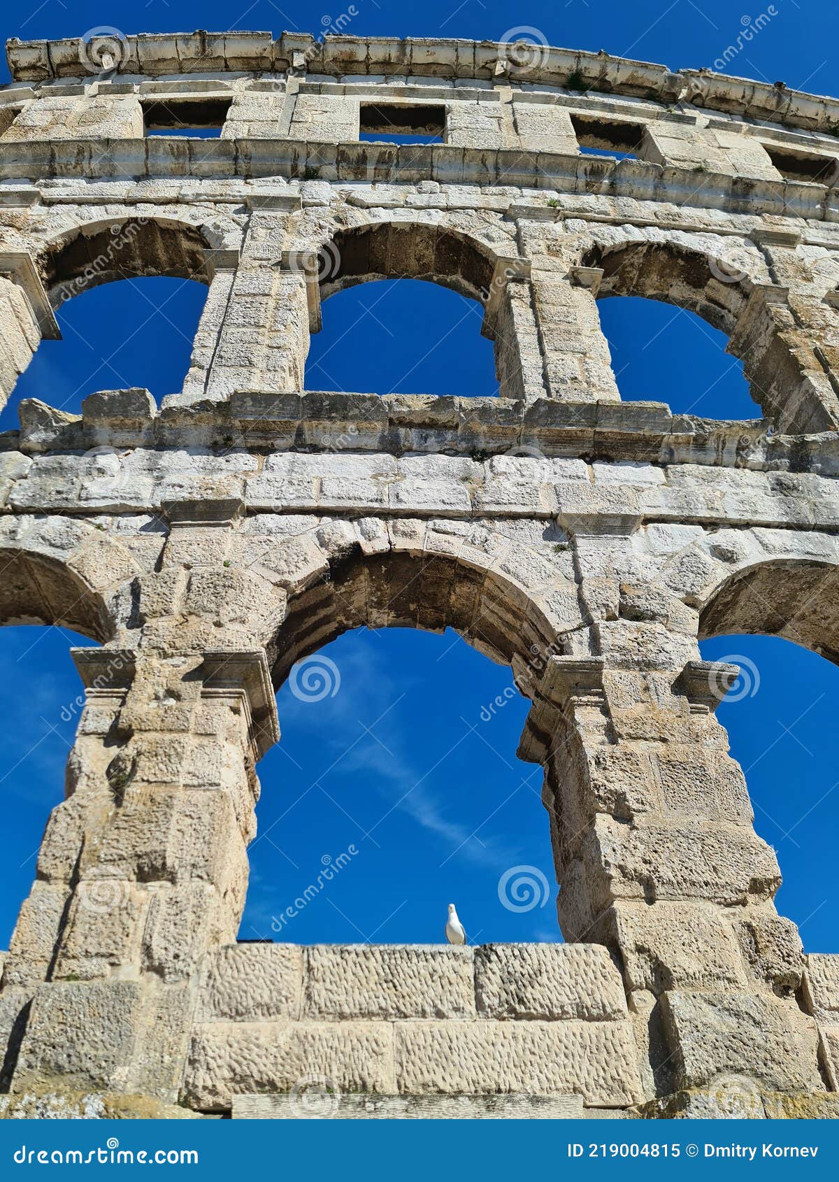 perfectly maintained ruins of a roman colloseum in pula, croatia