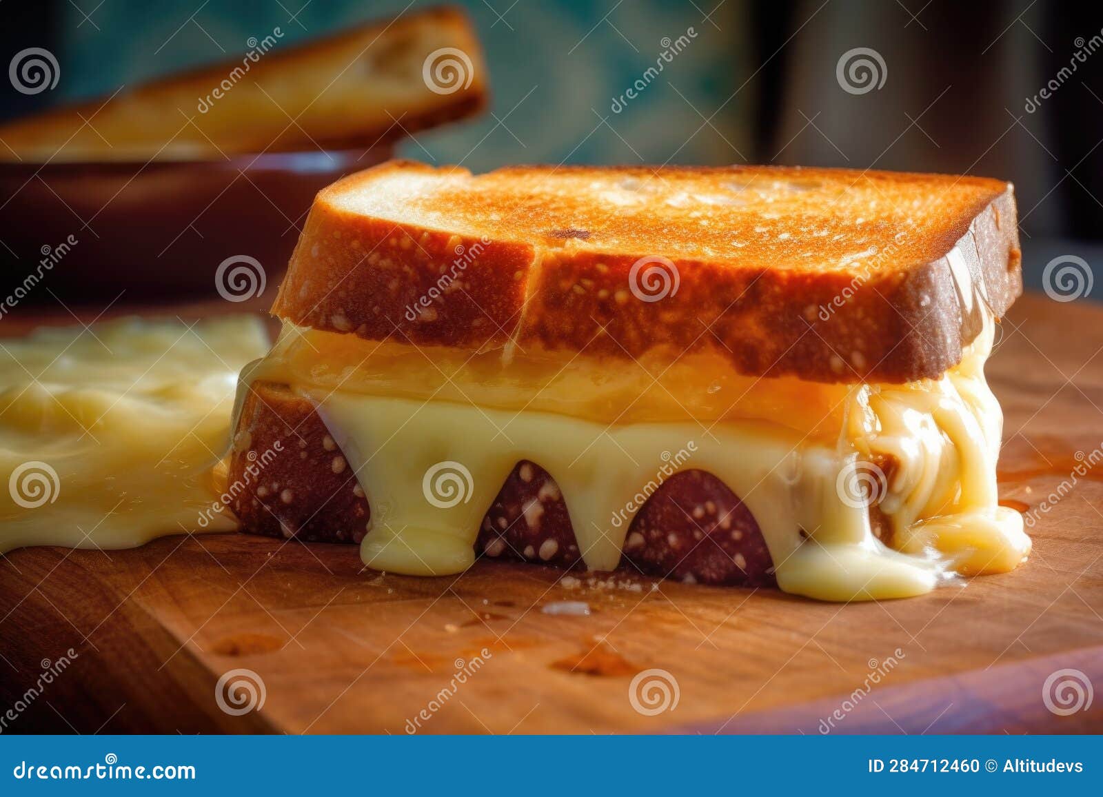 Perfectly Toasted Bread and Melted Cheese for a Sandwich Stock