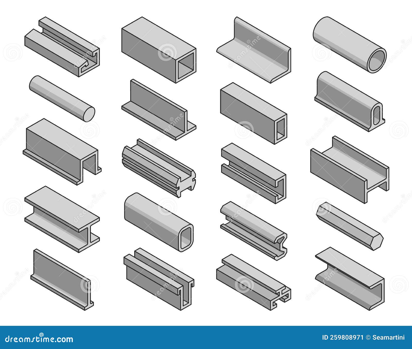 Perfiles De Hierro De Productos De Acero Vigas Metálicas Y Tubos Stock de  ilustración - Ilustración de placa, metalurgia: 259808971