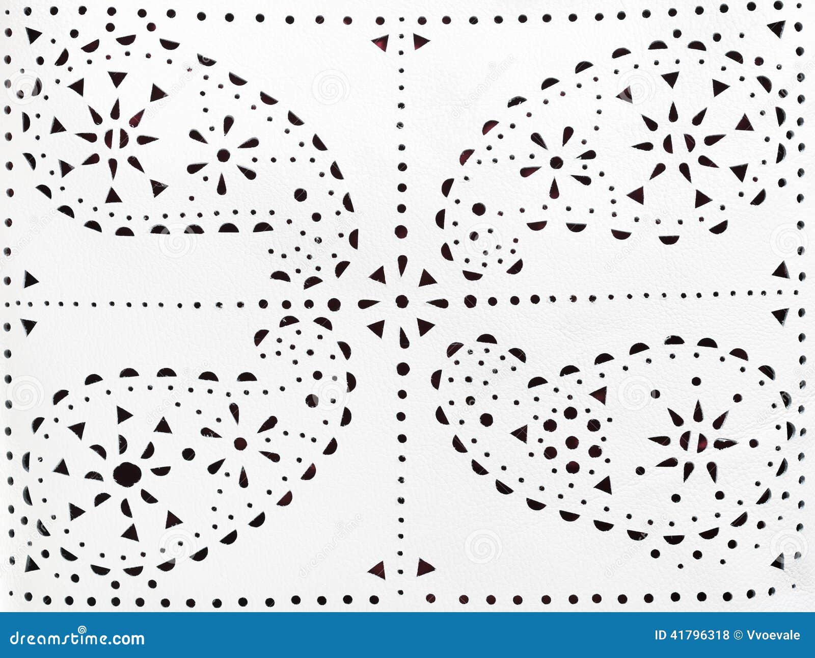 Perforated Paisley Pattern on White Leather Stock Photo Image of