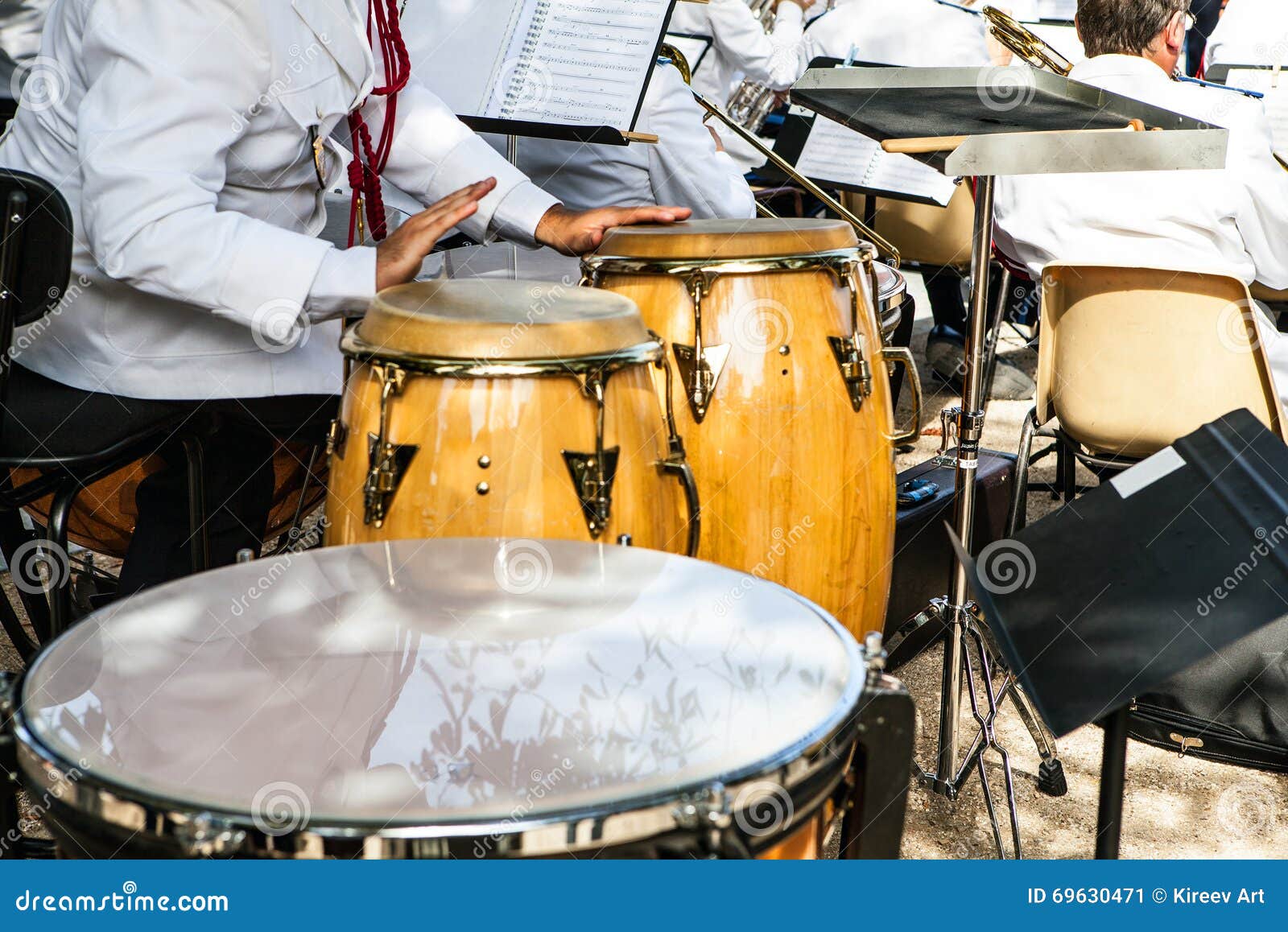 Performance of Orchestra in Paris. Closeup Hands & Drums Stock Image Image of entertainment