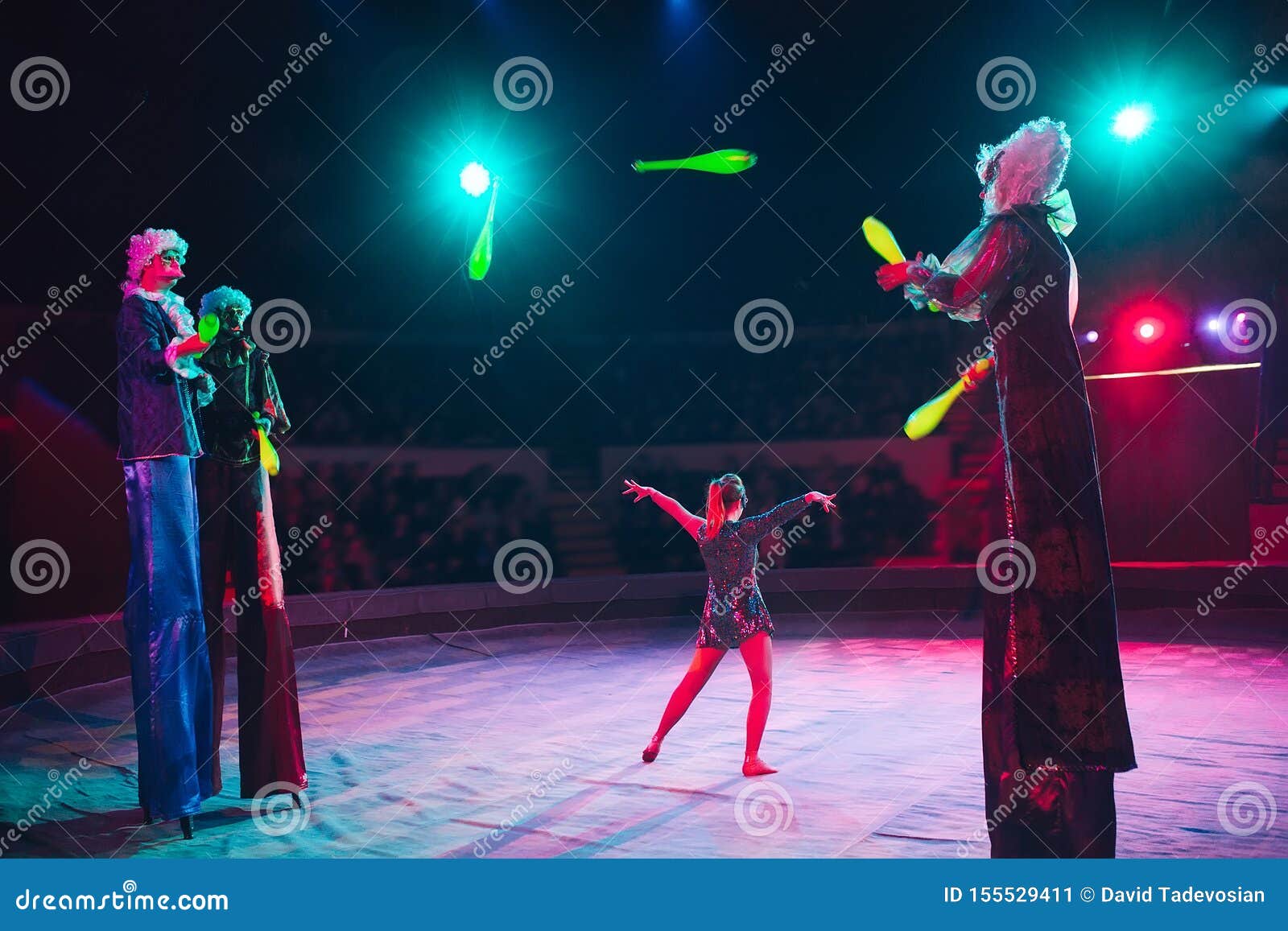 The Performance of Stiltwalkers in the Circus Stock Image Image of
