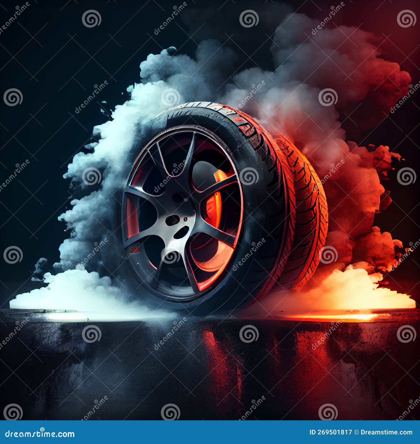 Performance Tires with Smoke Stock Illustration Illustration of