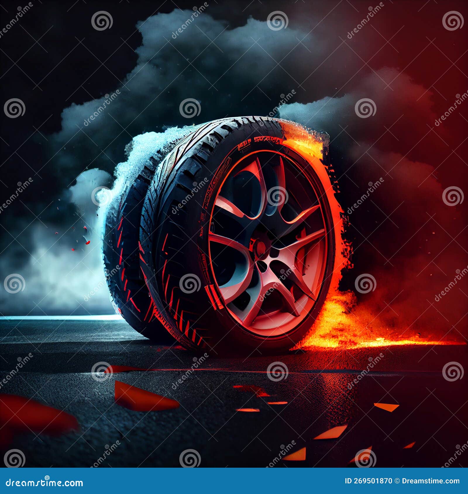Performance Tires with Smoke Stock Illustration Illustration of tire