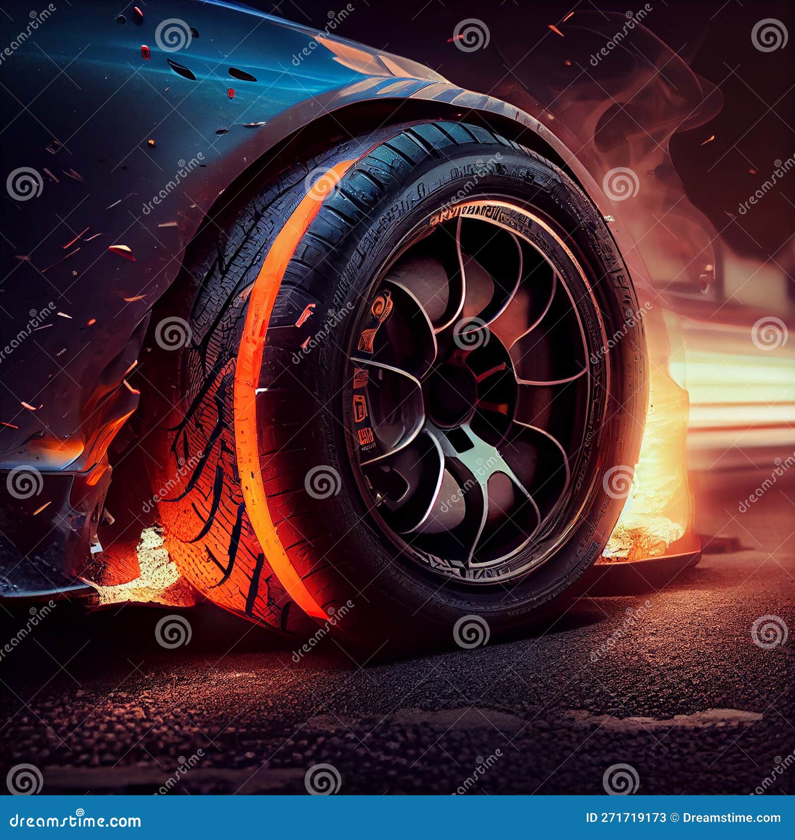 Performance Tires with Smoke Stock Illustration Illustration of