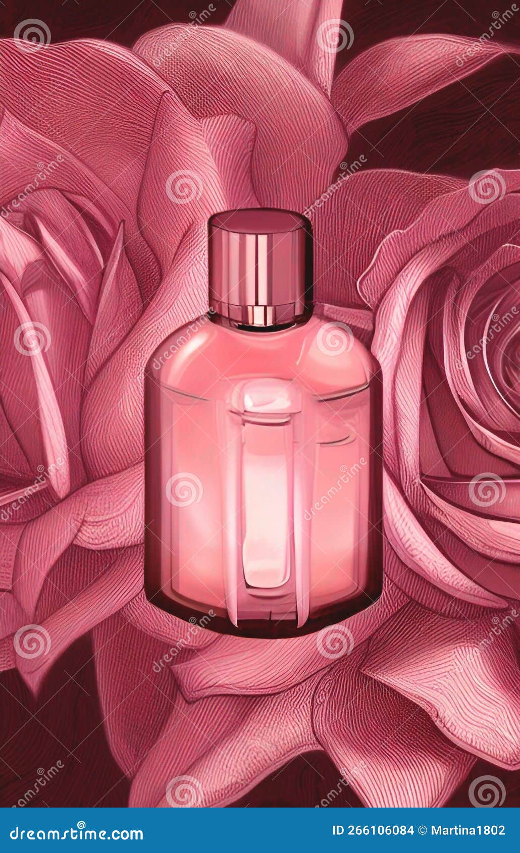 Perfume on a Background of Pink Roses Stock Illustration - Illustration