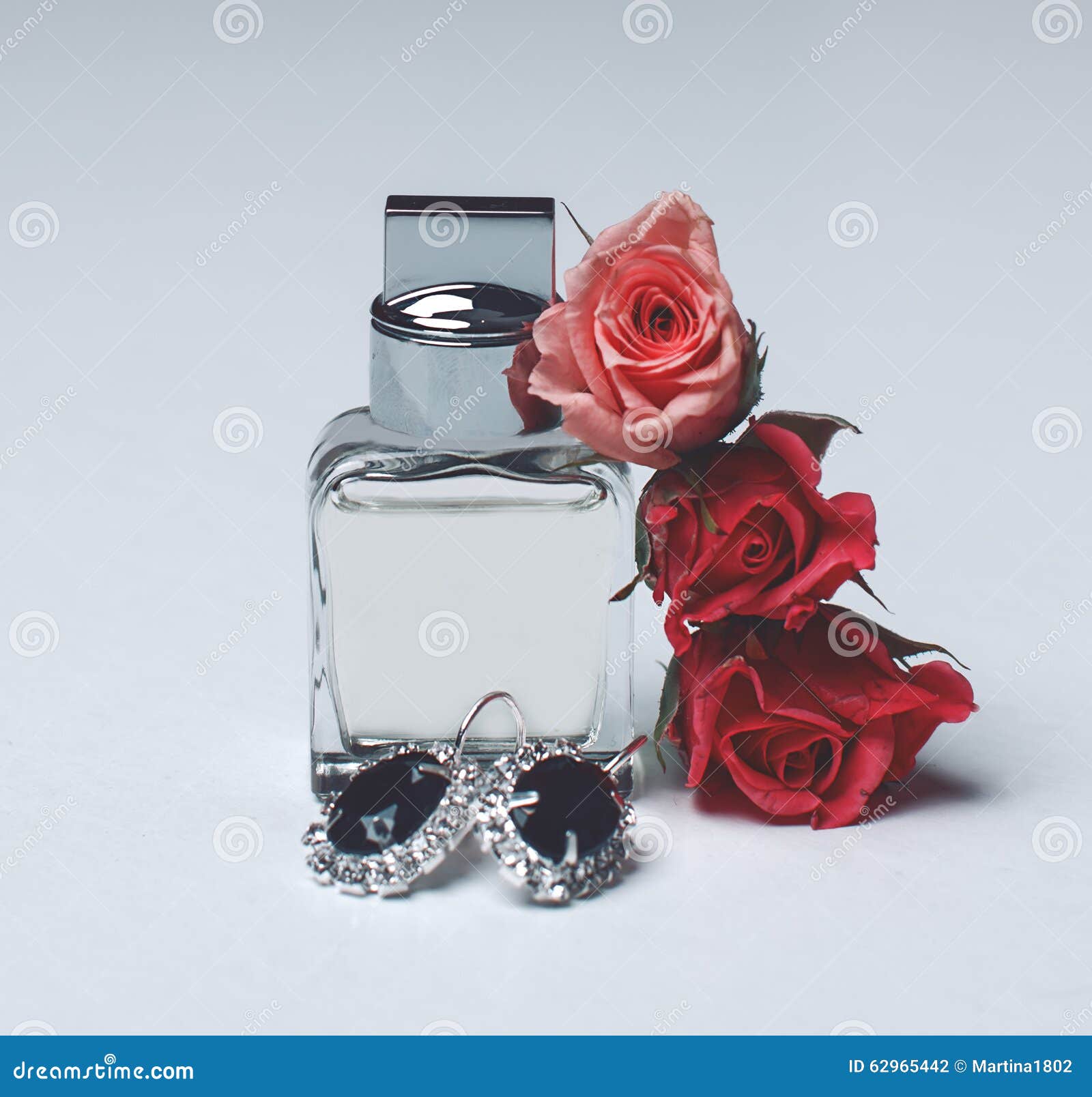 Perfume Bottle and Jewelry Set Stock Photo - Image of glamour ...