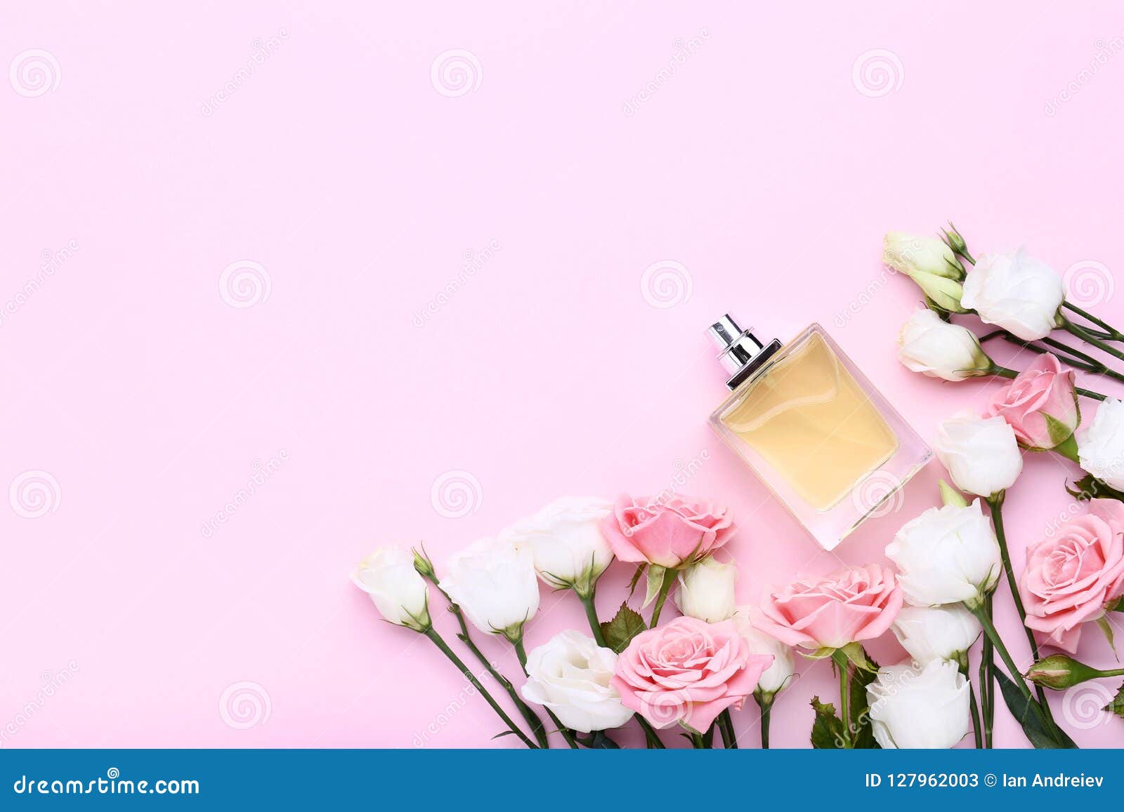 Perfume bottle with roses stock image. Image of aromatherapy - 127962003