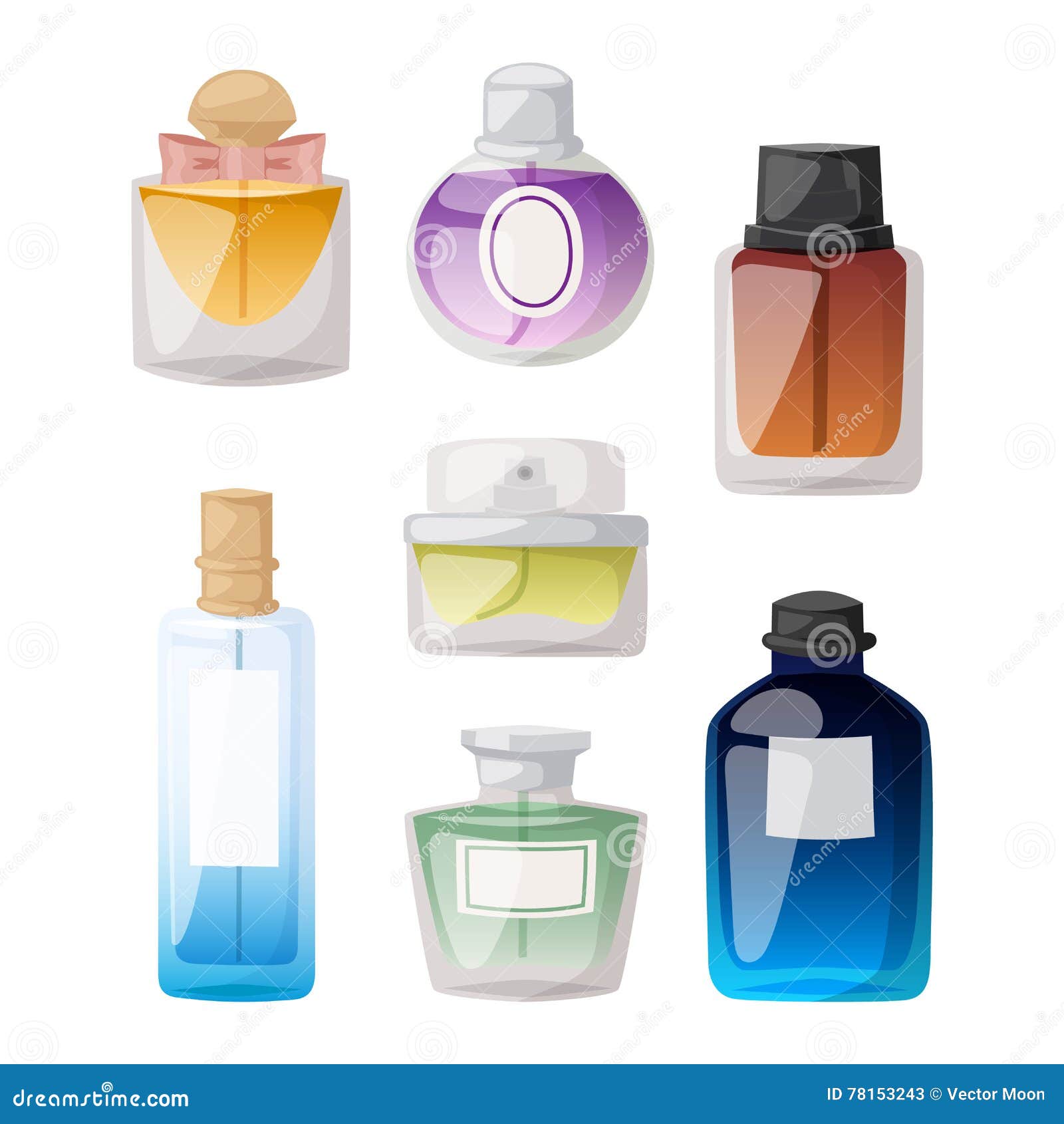 Perfume bottle vector set. stock vector. Illustration of beauty - 78153243