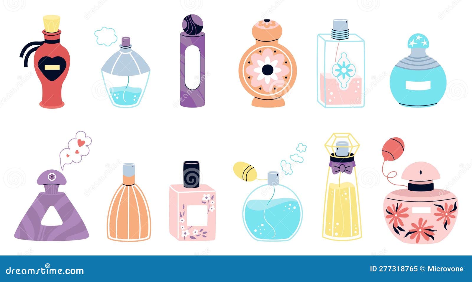 Perfume Flat Bottle, Perfumes Cartoon Icons. Scented Water Beauty ...